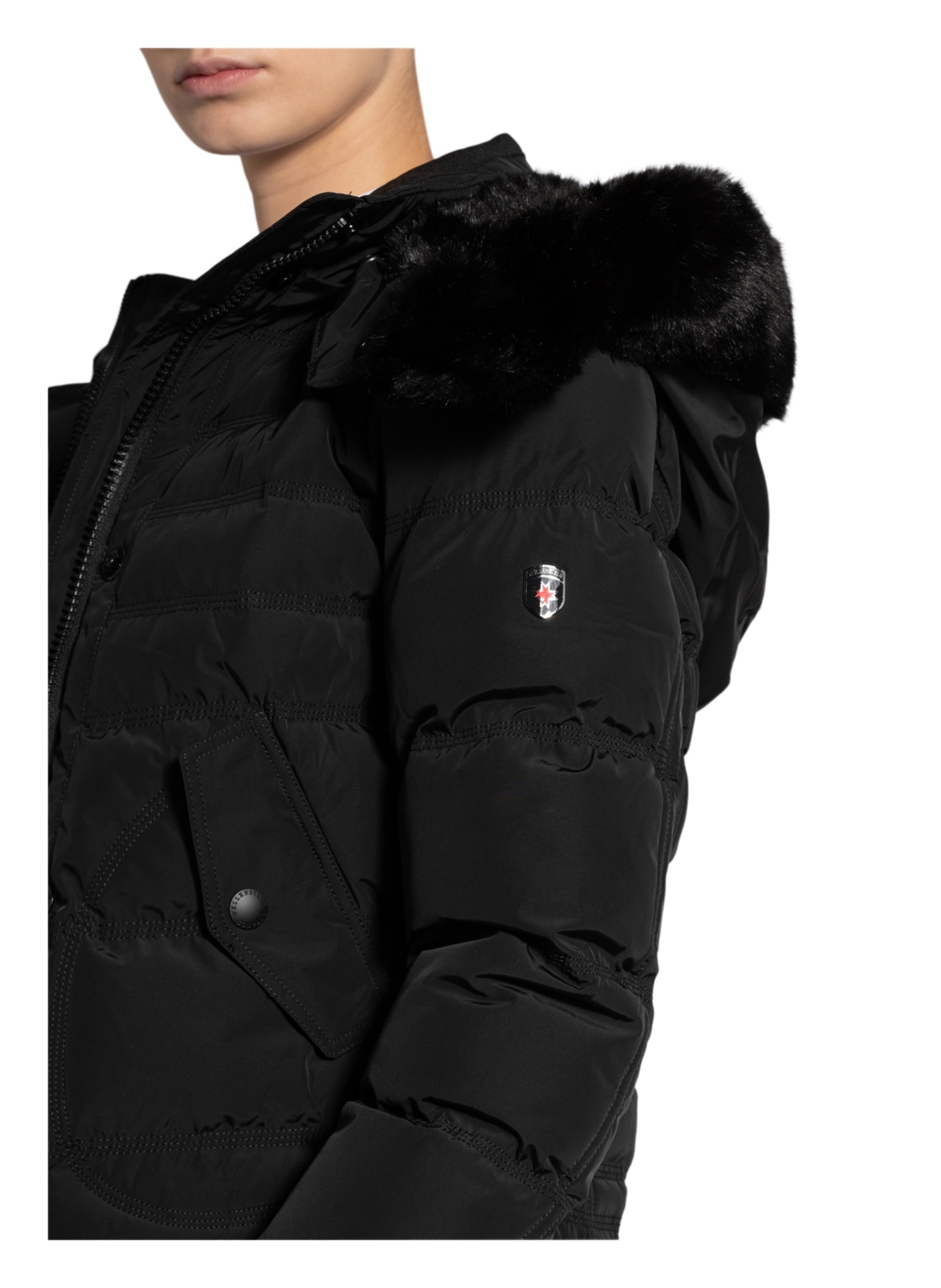 WELLENSTEYN Quilted jacket QUEENS with faux fur, Color: BLACK (Image 5)