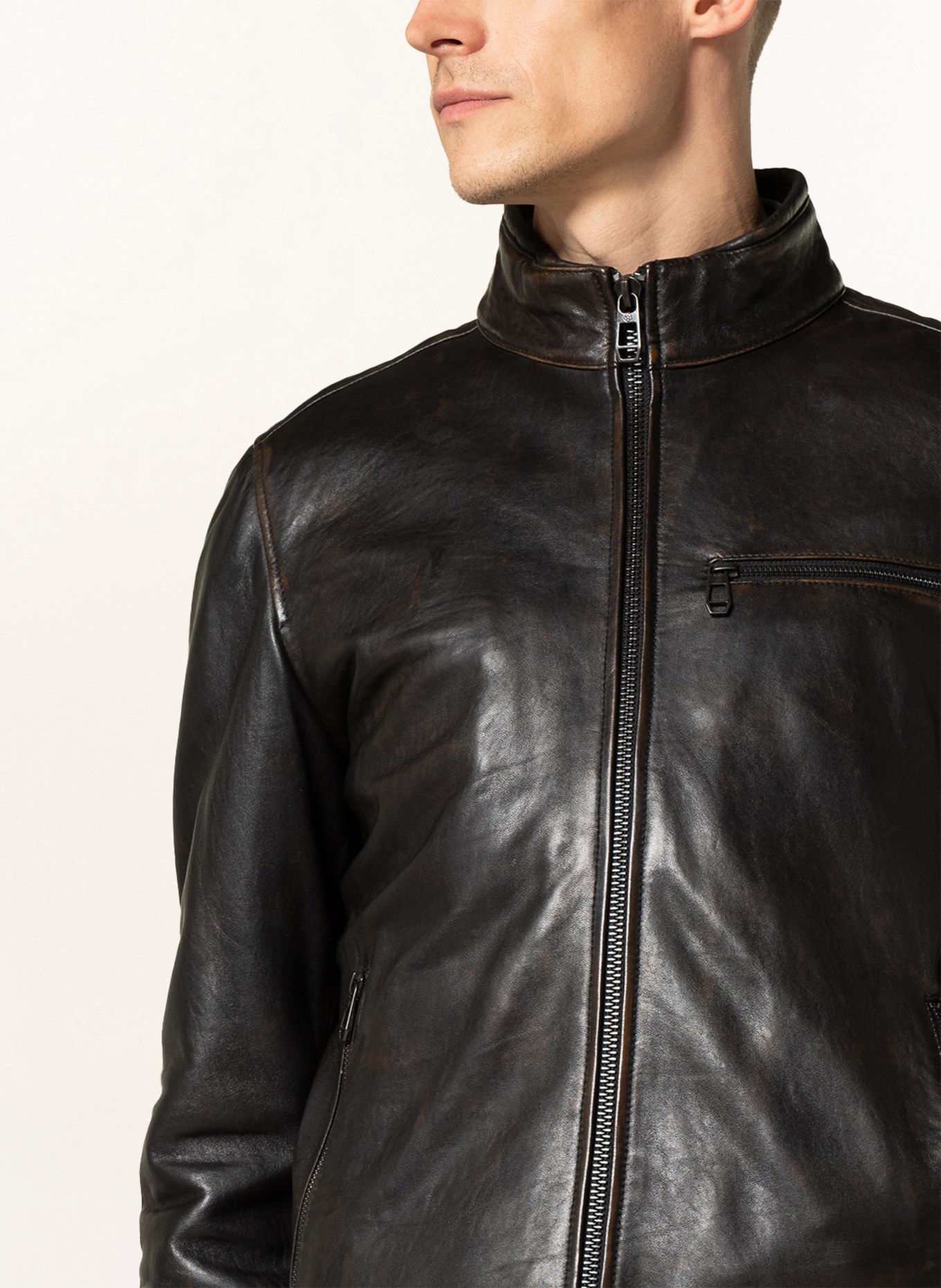 MILESTONE Leather jacket MSNILO, Color: BLACK (Image 4)