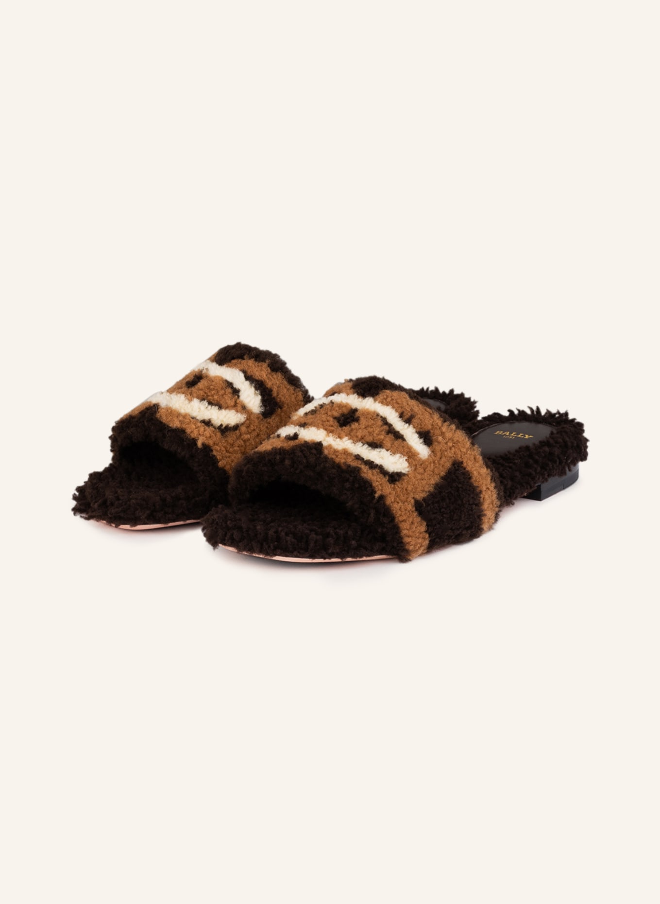 BALLY Slides PEONI with lambskin trim, Color: BROWN/ LIGHT BROWN/ CREAM (Image 1)