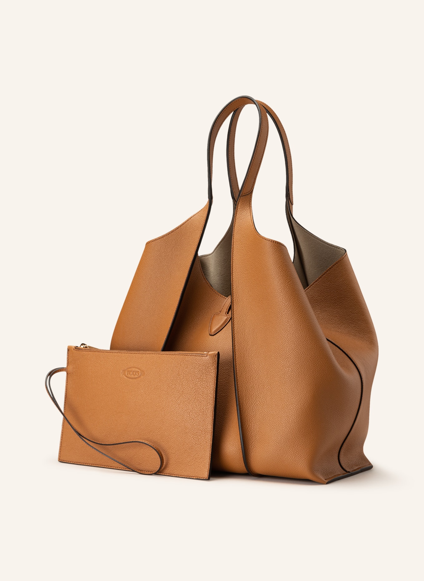 TOD'S Shopper T TIMELESS MEDIUM mit Pouch: BRAUN