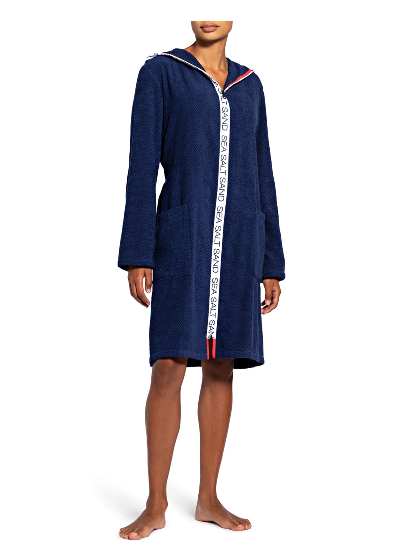 Cawö Women’s bathrobe with hood , Color: DARK BLUE (Image 2)