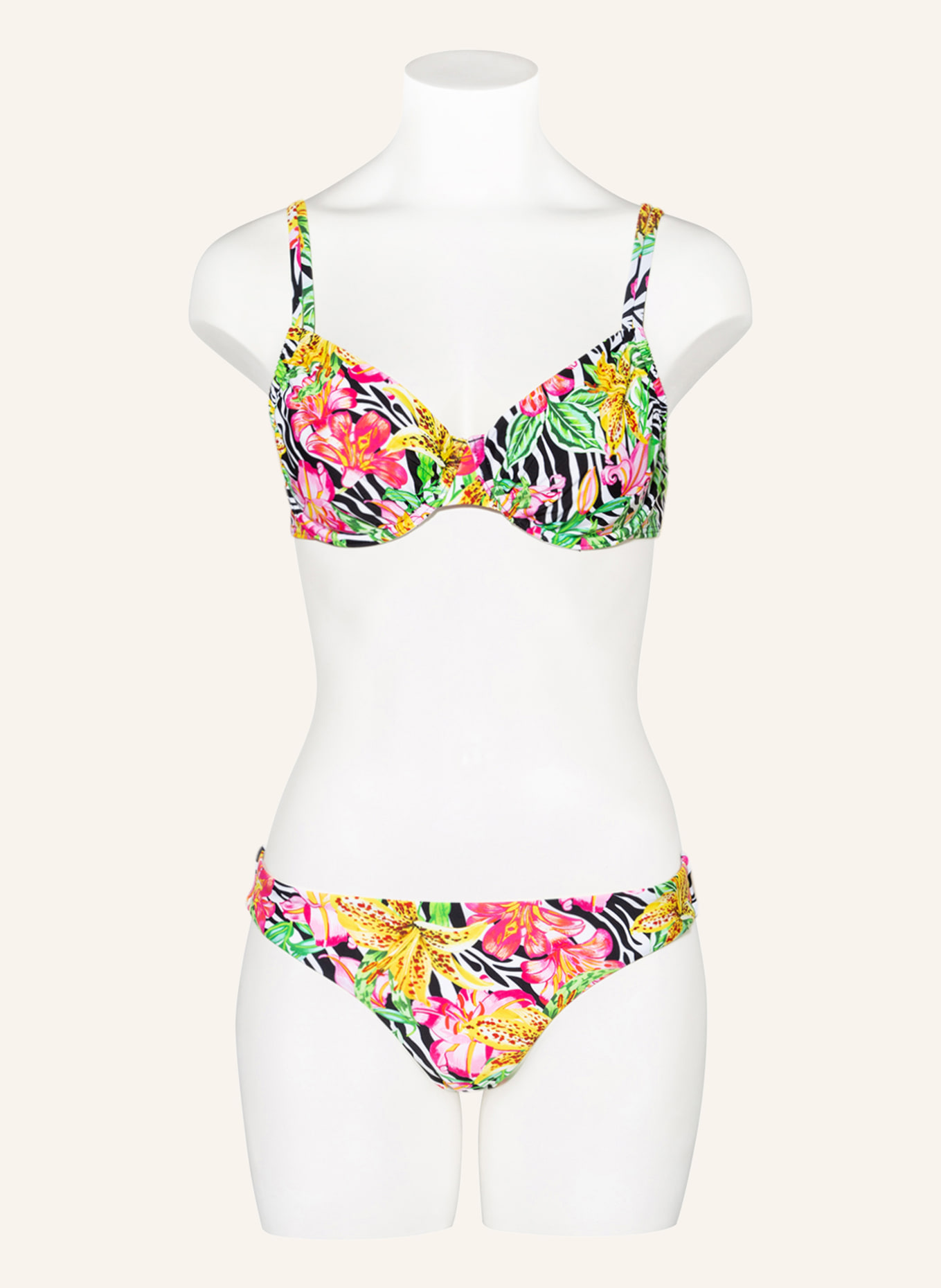 Hot Stuff Bügel-Bikini-Top ZEBRA FLOWER, Farbe: WEISS/ PINK/ HELLGRÜN (Bild 2)
