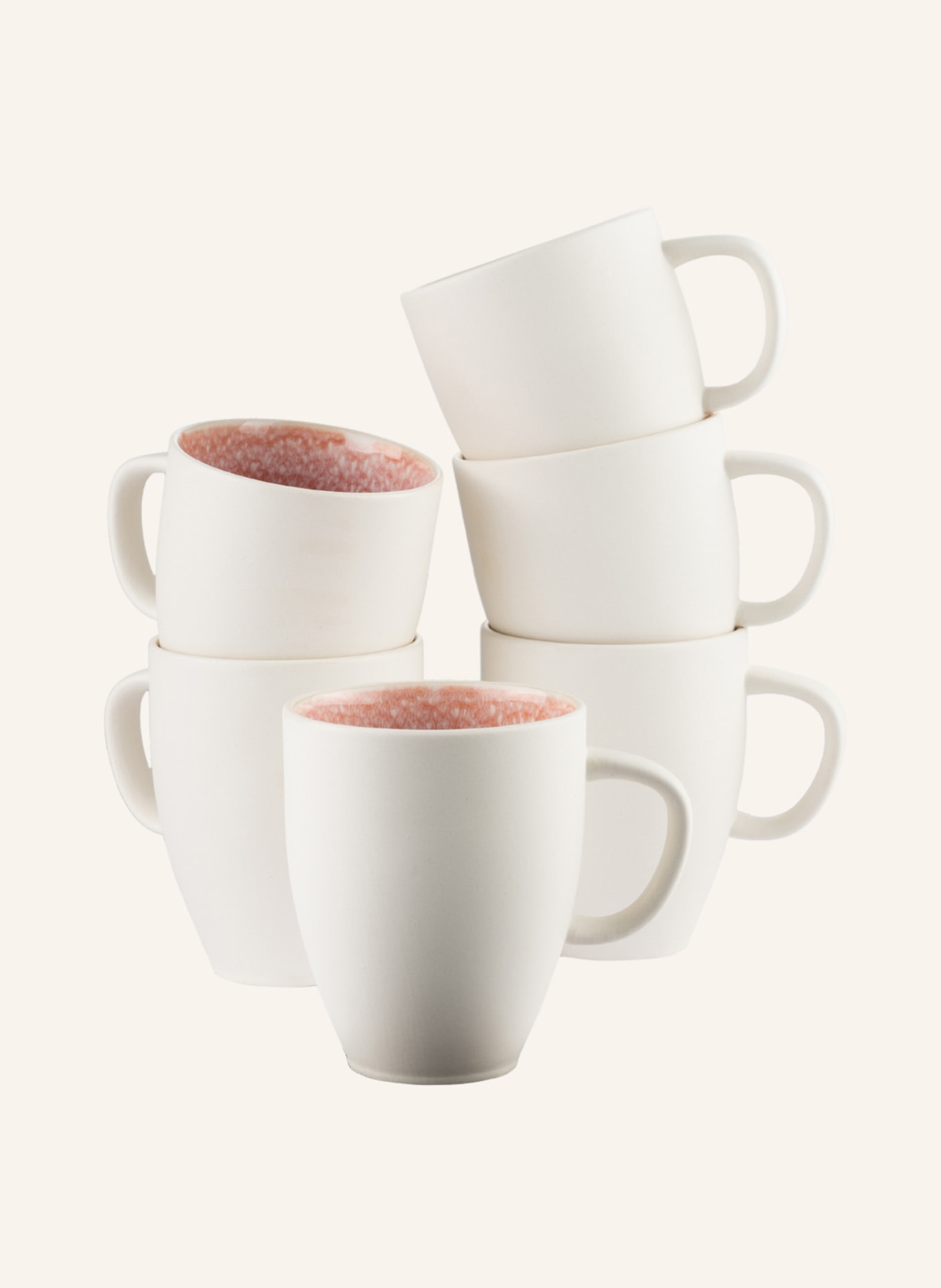 Rosenthal Set of 6 mugs JUNTO Rose QUARTZ, Color: LIGHT ORANGE/ CREAM (Image 1)