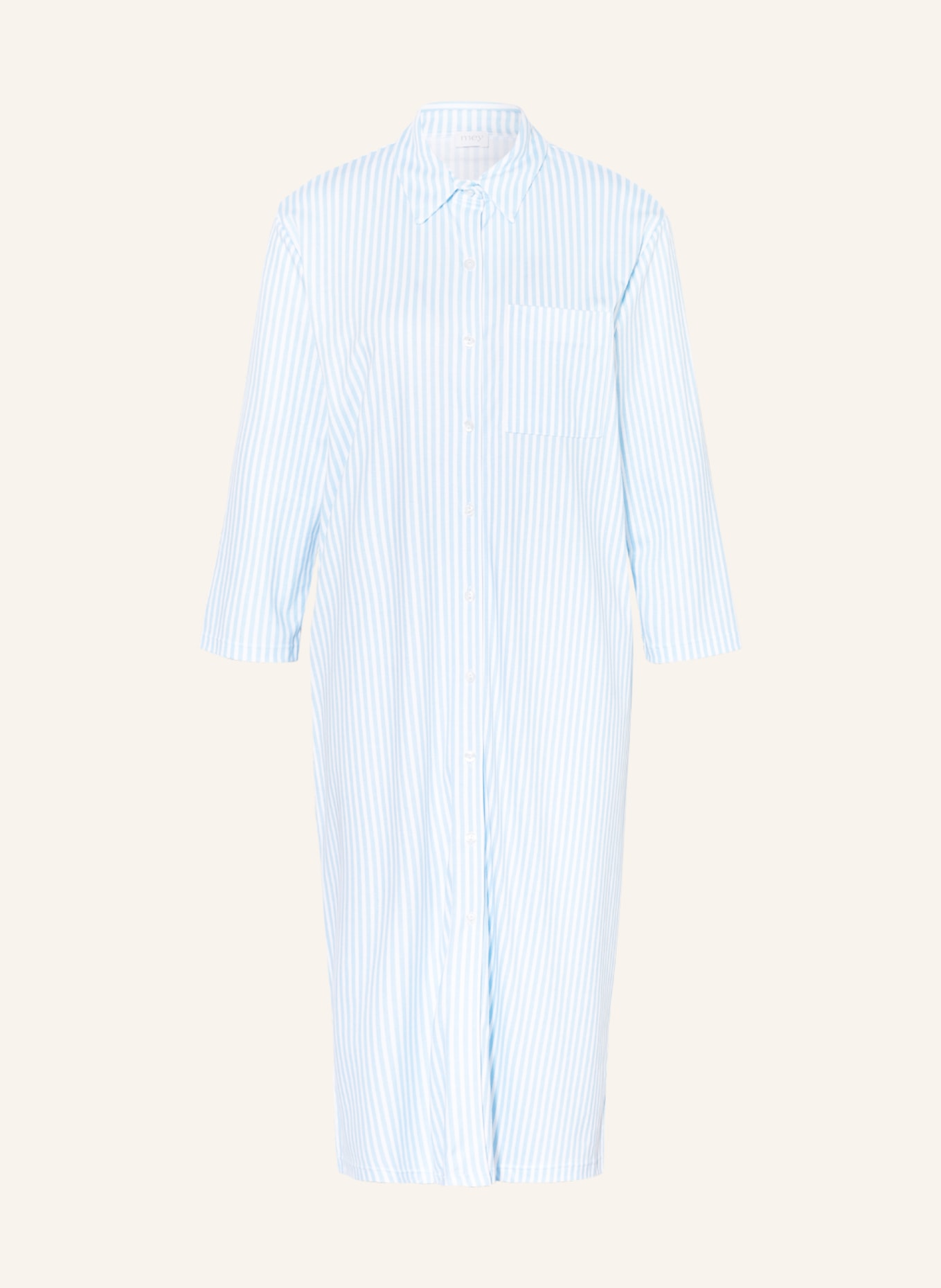 mey Nightgown series SLEEPSATION with 3/4 sleeves , Color: WHITE/ LIGHT BLUE (Image 1)