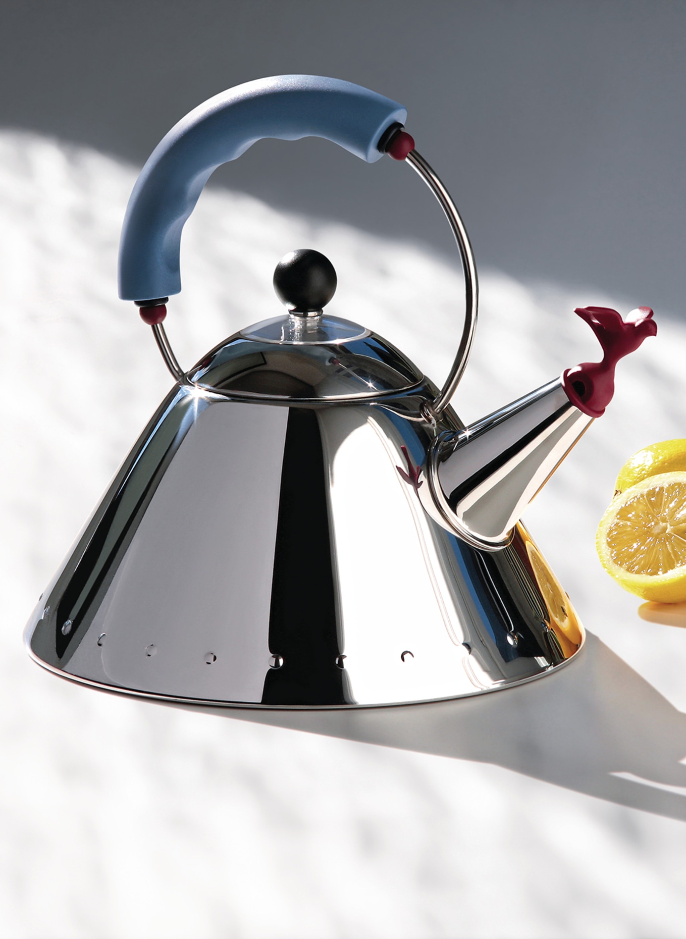 ALESSI Wasserkessel 9093: SILBER / BLAU