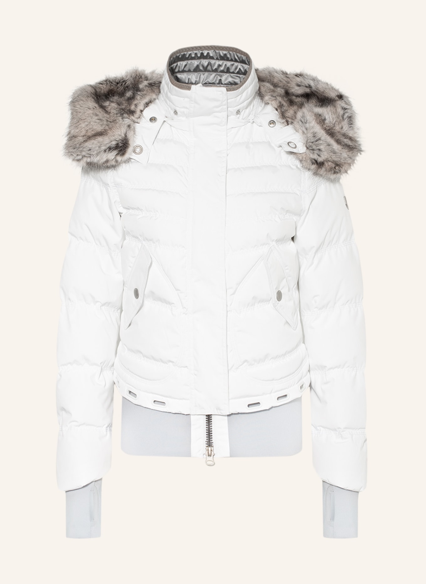 WELLENSTEYN Quilted jacket QUEENS with faux fur, Color: WHITE (Image 1)