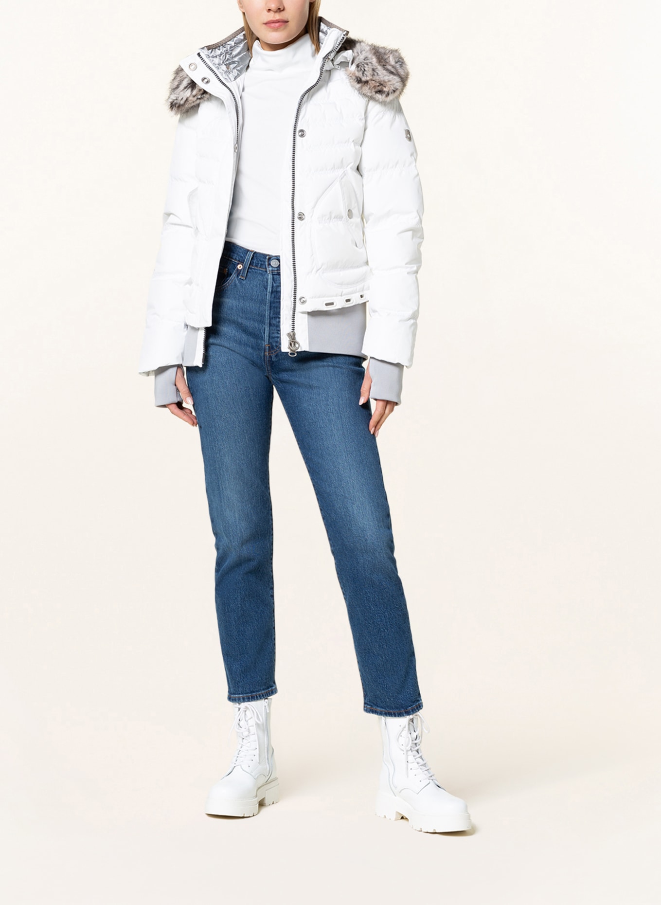 WELLENSTEYN Quilted jacket QUEENS with faux fur, Color: WHITE (Image 2)
