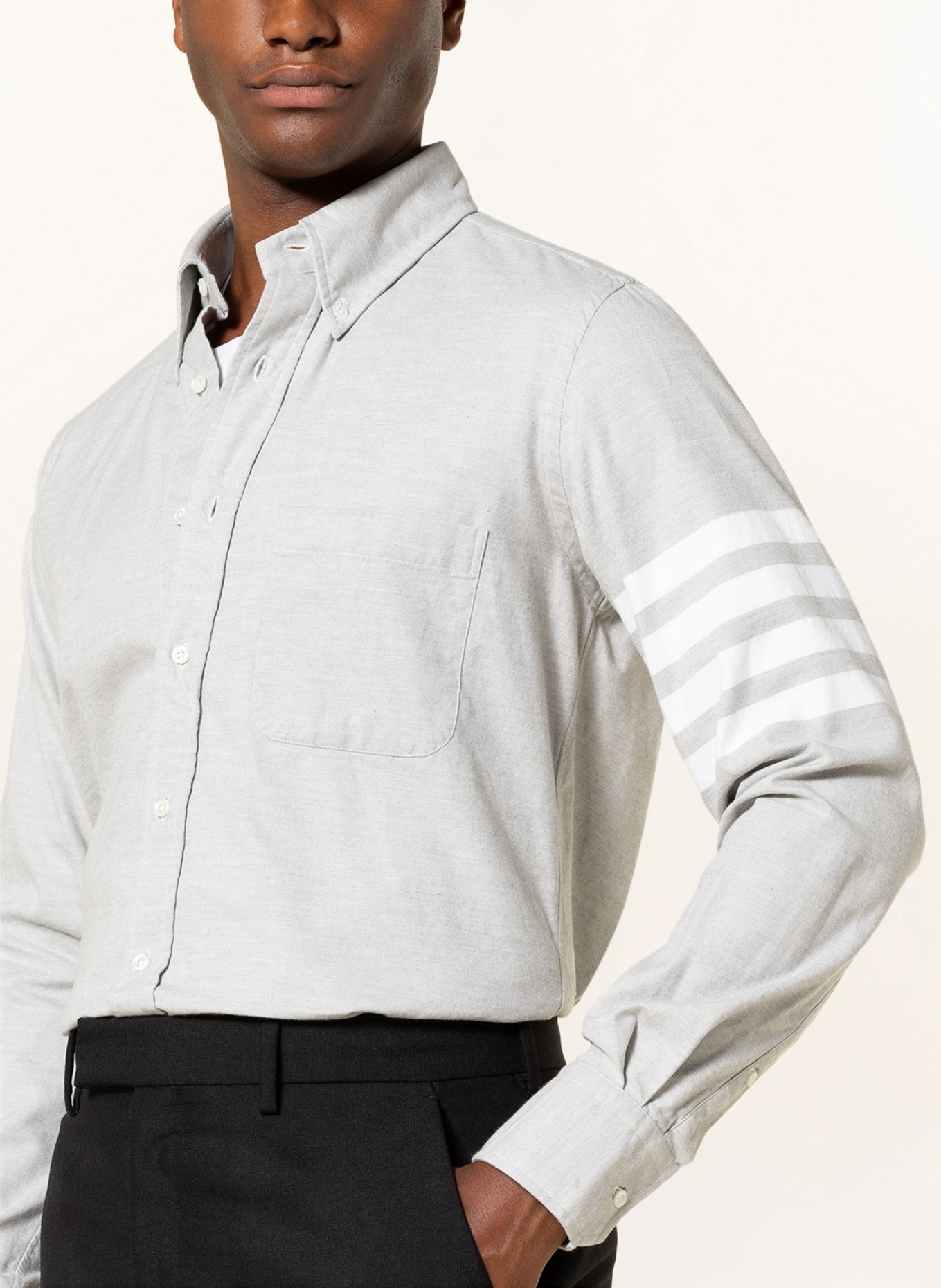 THOM BROWNE. Shirt straight fit, Color: LIGHT GRAY (Image 4)
