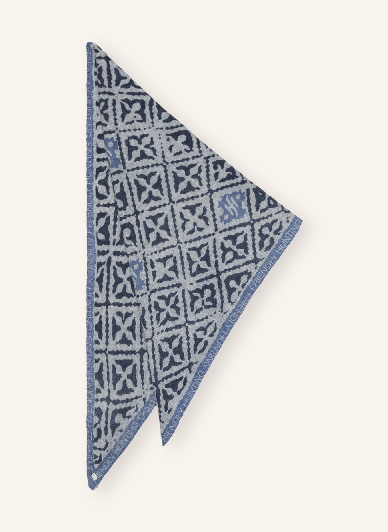 friendly hunting Dreieckstuch aus Cashmere mit Armband, Farbe: BLAU/ HELLGRAU (Bild 1)