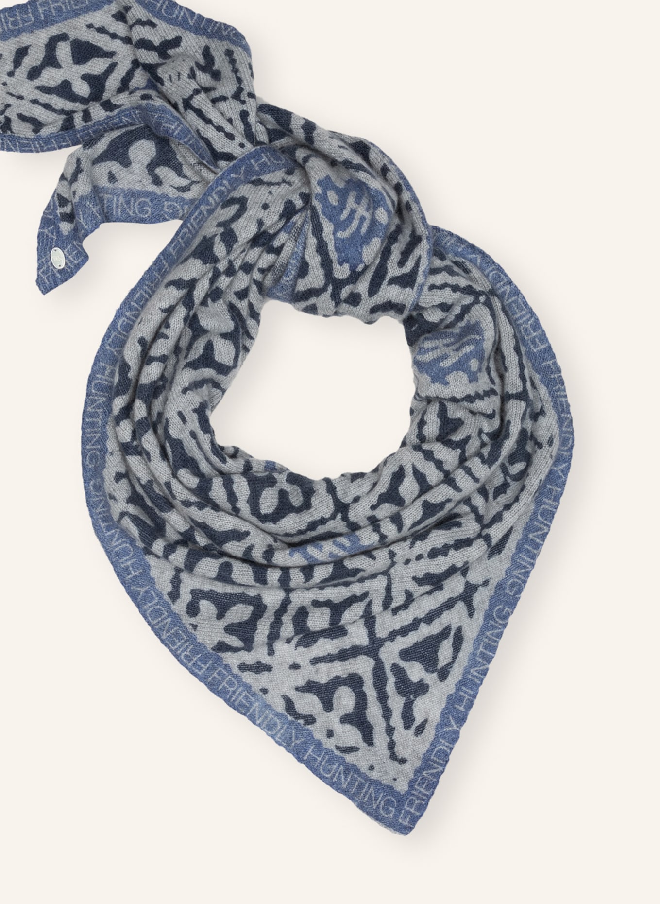 friendly hunting Trojúhelníkový šátek z kašmíru s náramkem, Barva: MODRÁ/ SVĚTLE ŠEDÁ (Obrázek 2)