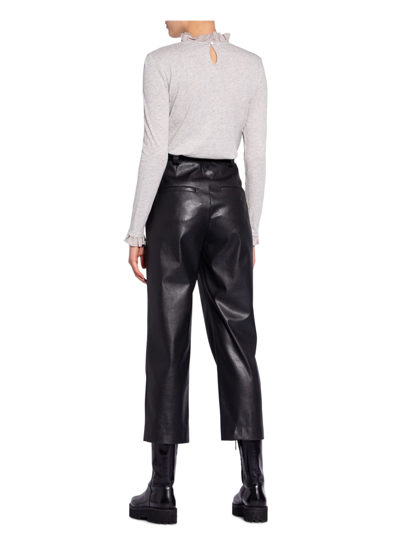 Rich & Royal Long sleeve shirt in mixed materials: LIGHT GRAY