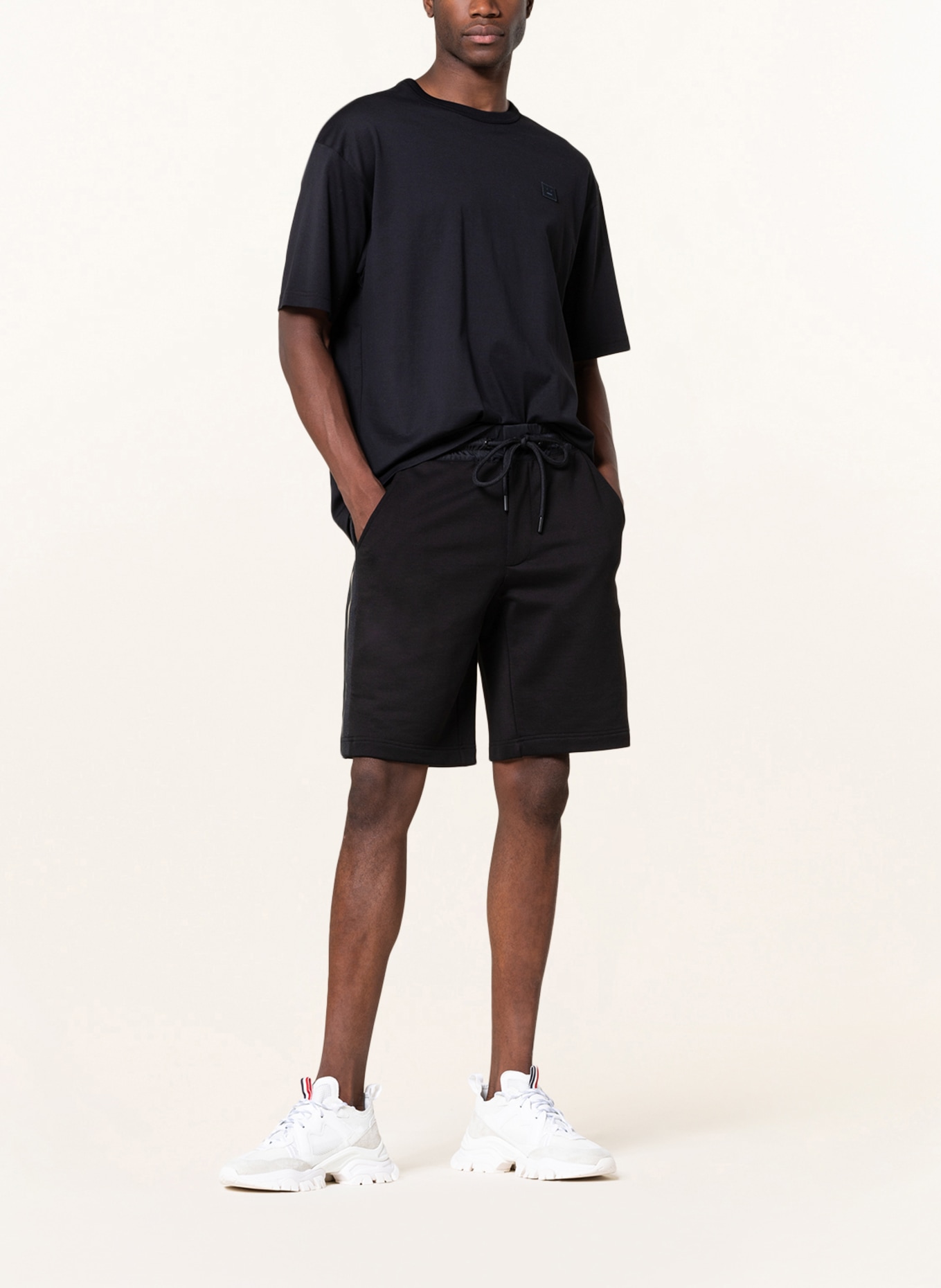 MONCLER Sweat shorts with tuxedo stripes, Color: BLACK (Image 2)