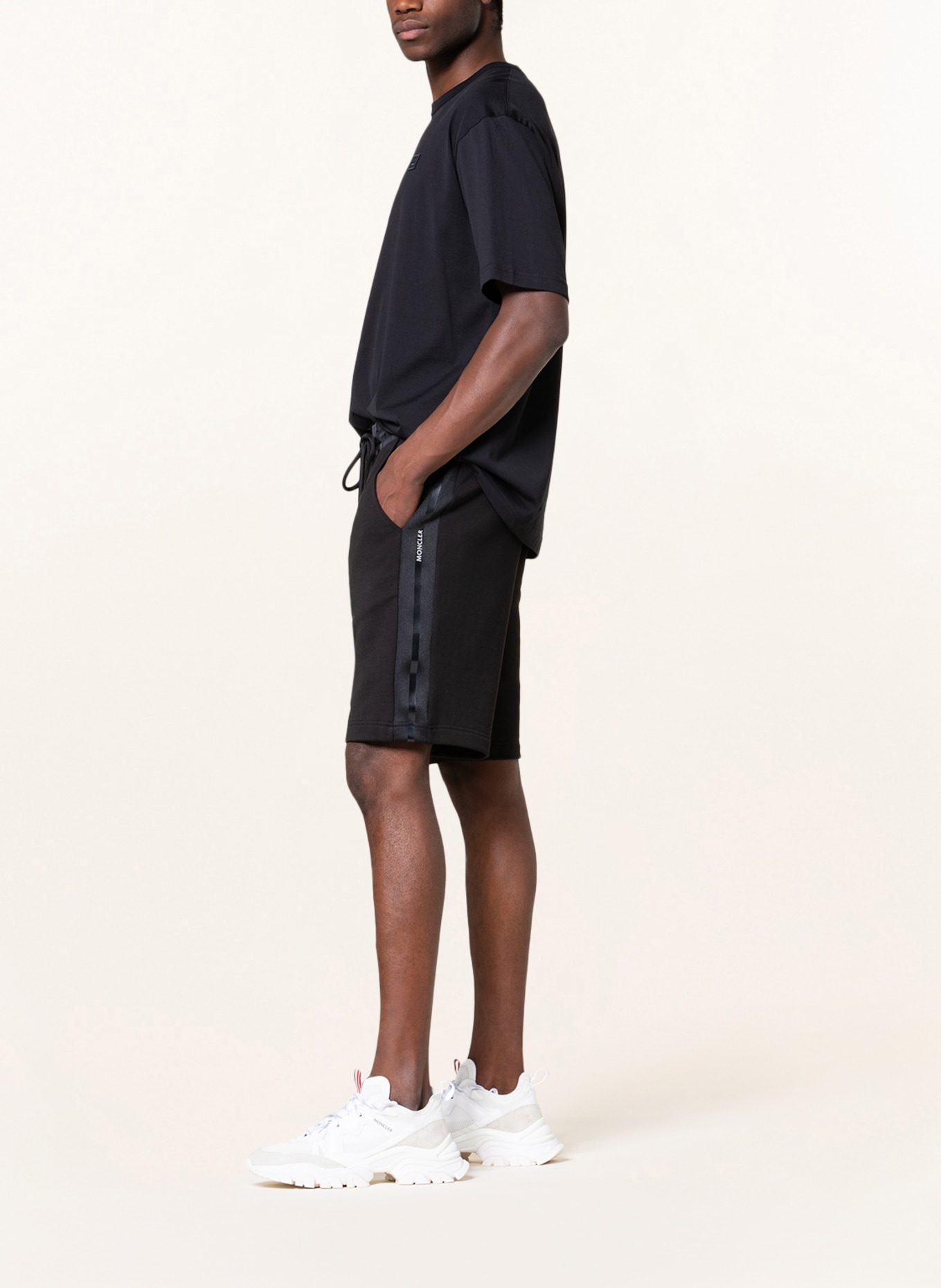 MONCLER Sweat shorts with tuxedo stripes, Color: BLACK (Image 4)