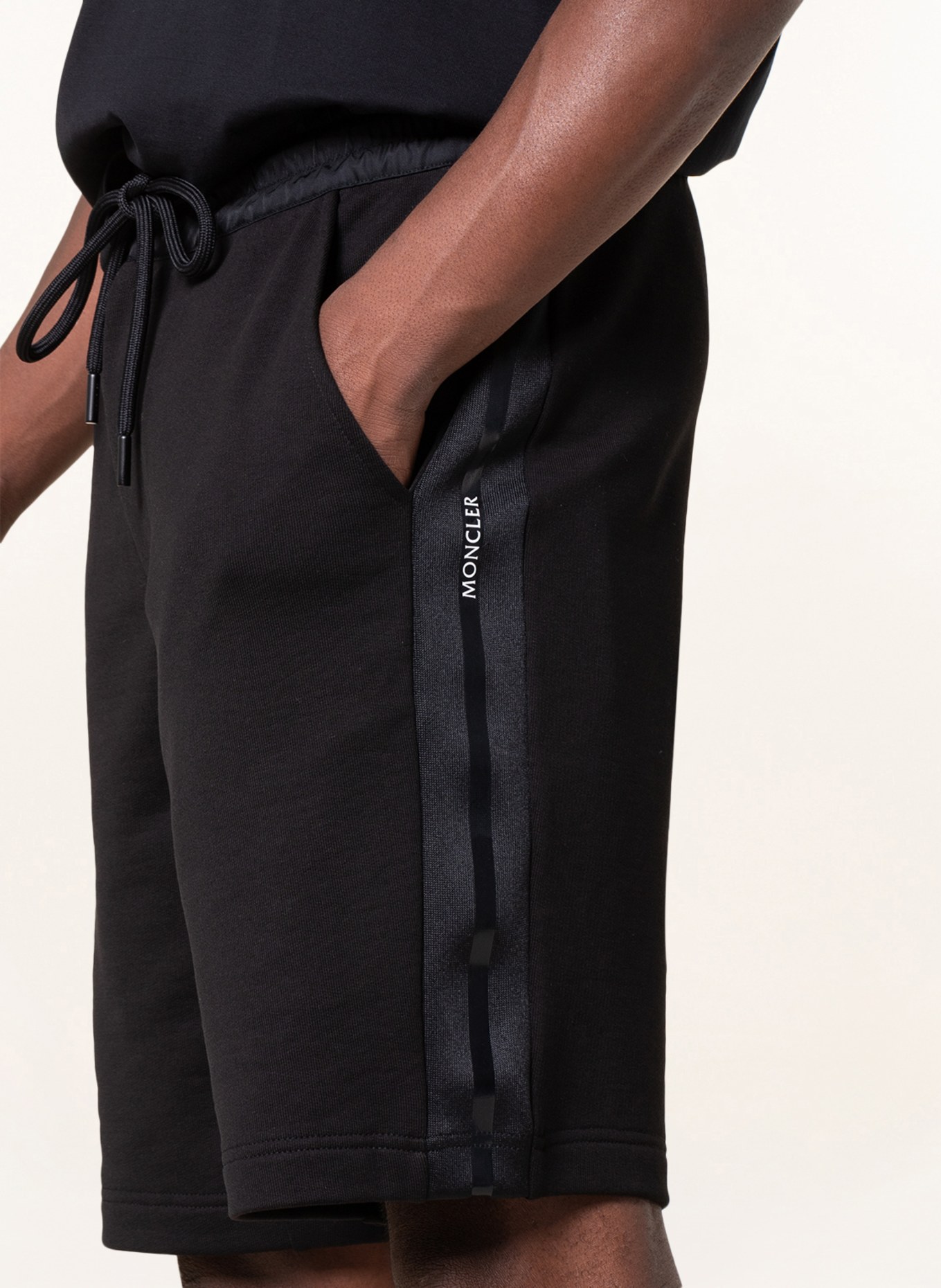 MONCLER Sweat shorts with tuxedo stripes, Color: BLACK (Image 5)