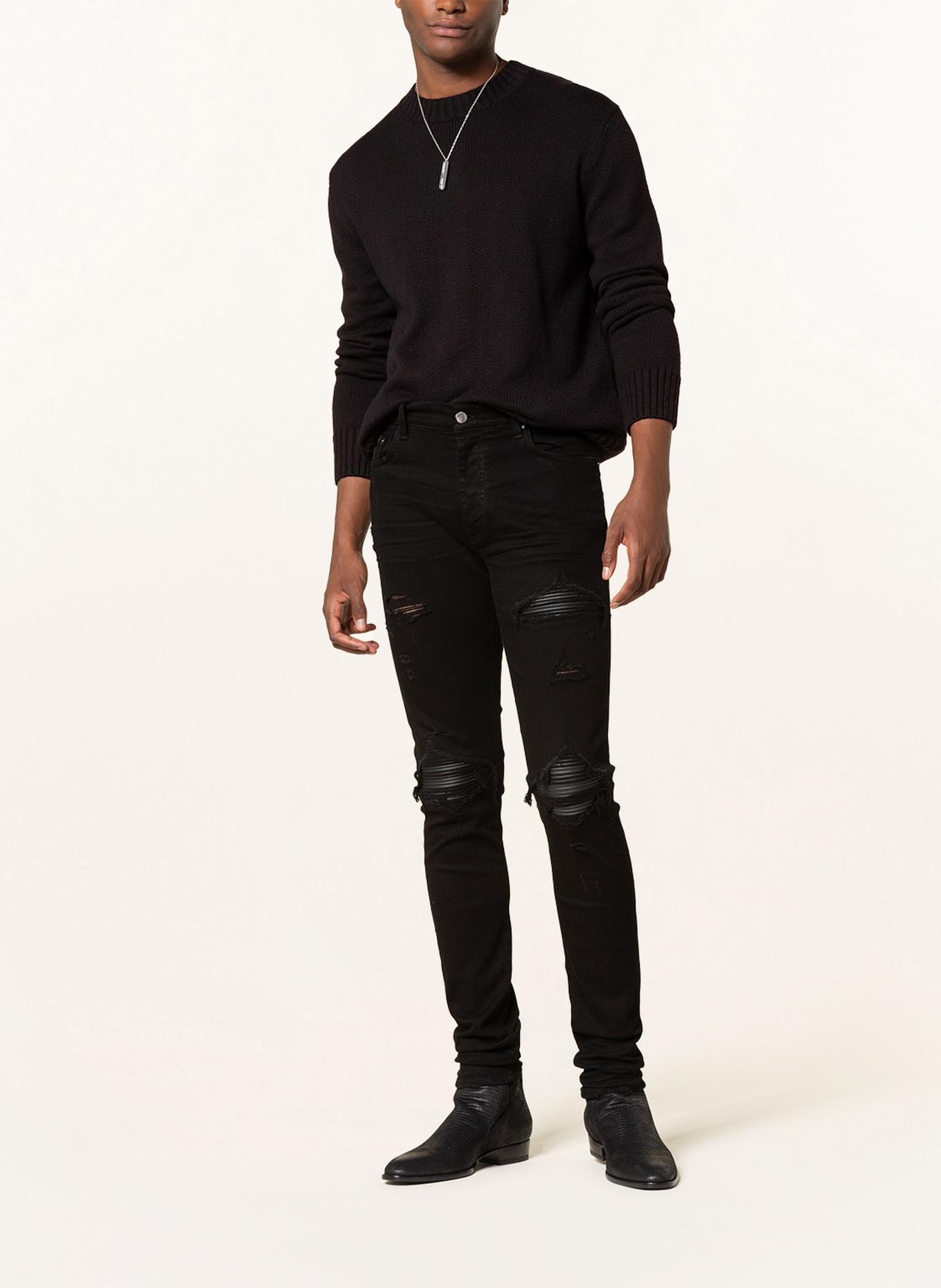 AMIRI Džíny v roztrhaném stylu MX1 Skinny Fit, Barva: 001 BLACK (Obrázek 2)