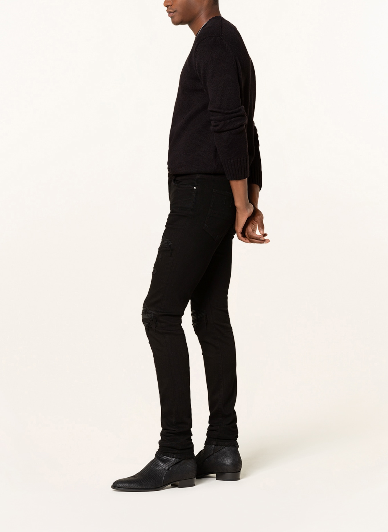 AMIRI Džíny v roztrhaném stylu MX1 Skinny Fit, Barva: 001 BLACK (Obrázek 4)