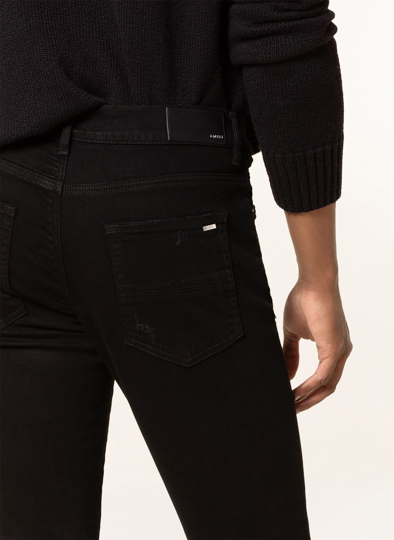 AMIRI Destroyed Jeans MX1 Skinny Fit, Farbe: 001 BLACK (Bild 5)