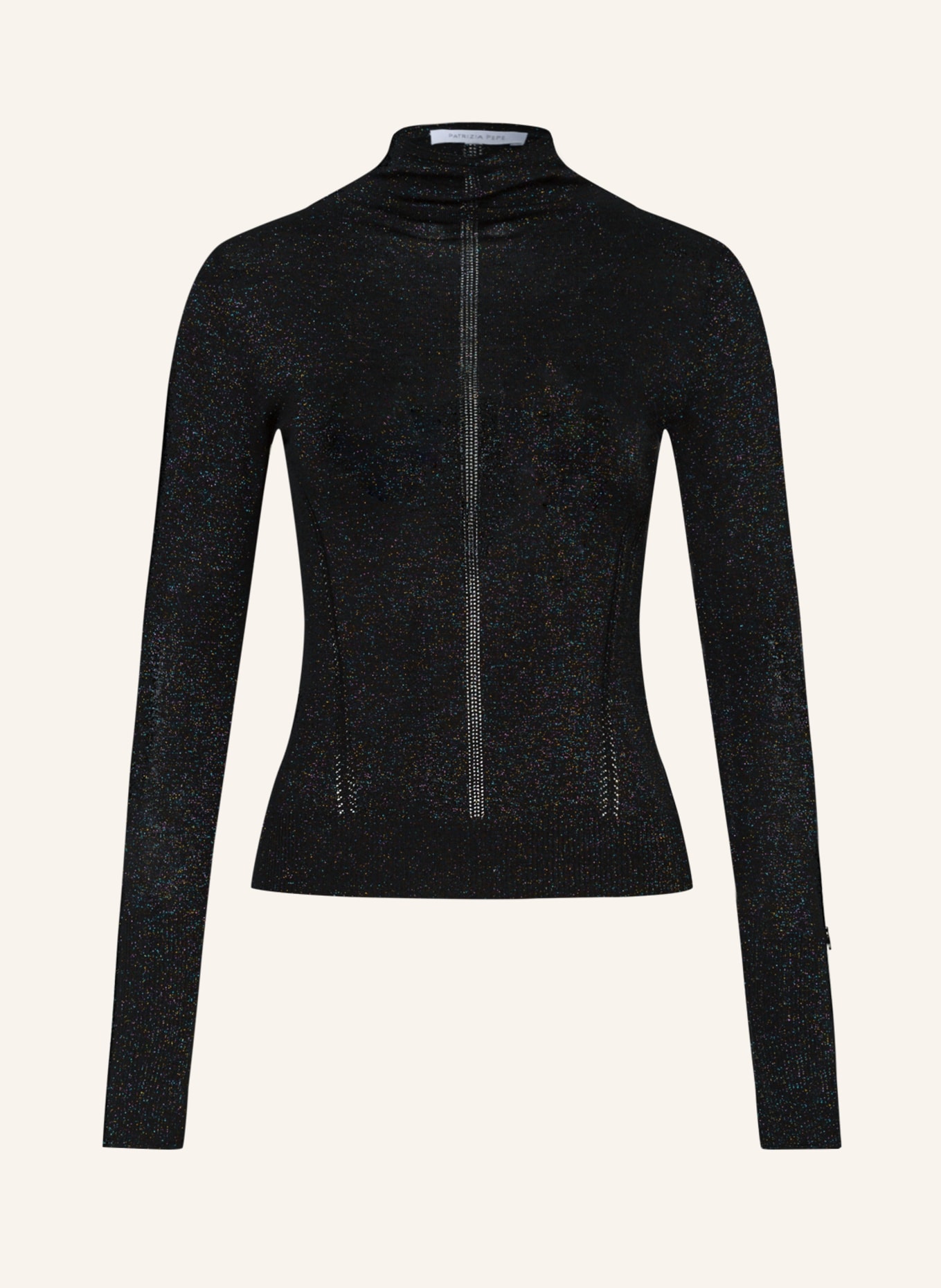 PATRIZIA PEPE Sweter z błyszczącą przędzą, Kolor: F1YR Black lurex (Obrazek 1)