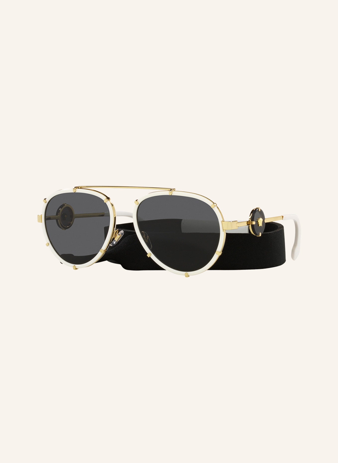 VERSACE Sunglasses VE2232, Color: 147187 - WHITE/ GOLD/ DARK GRAY (Image 1)