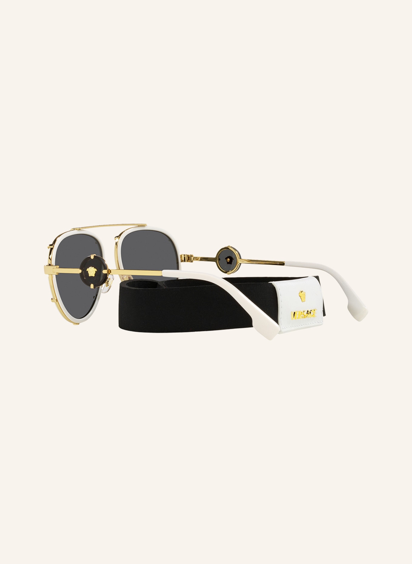 VERSACE Sunglasses VE2232, Color: 147187 - WHITE/ GOLD/ DARK GRAY (Image 4)