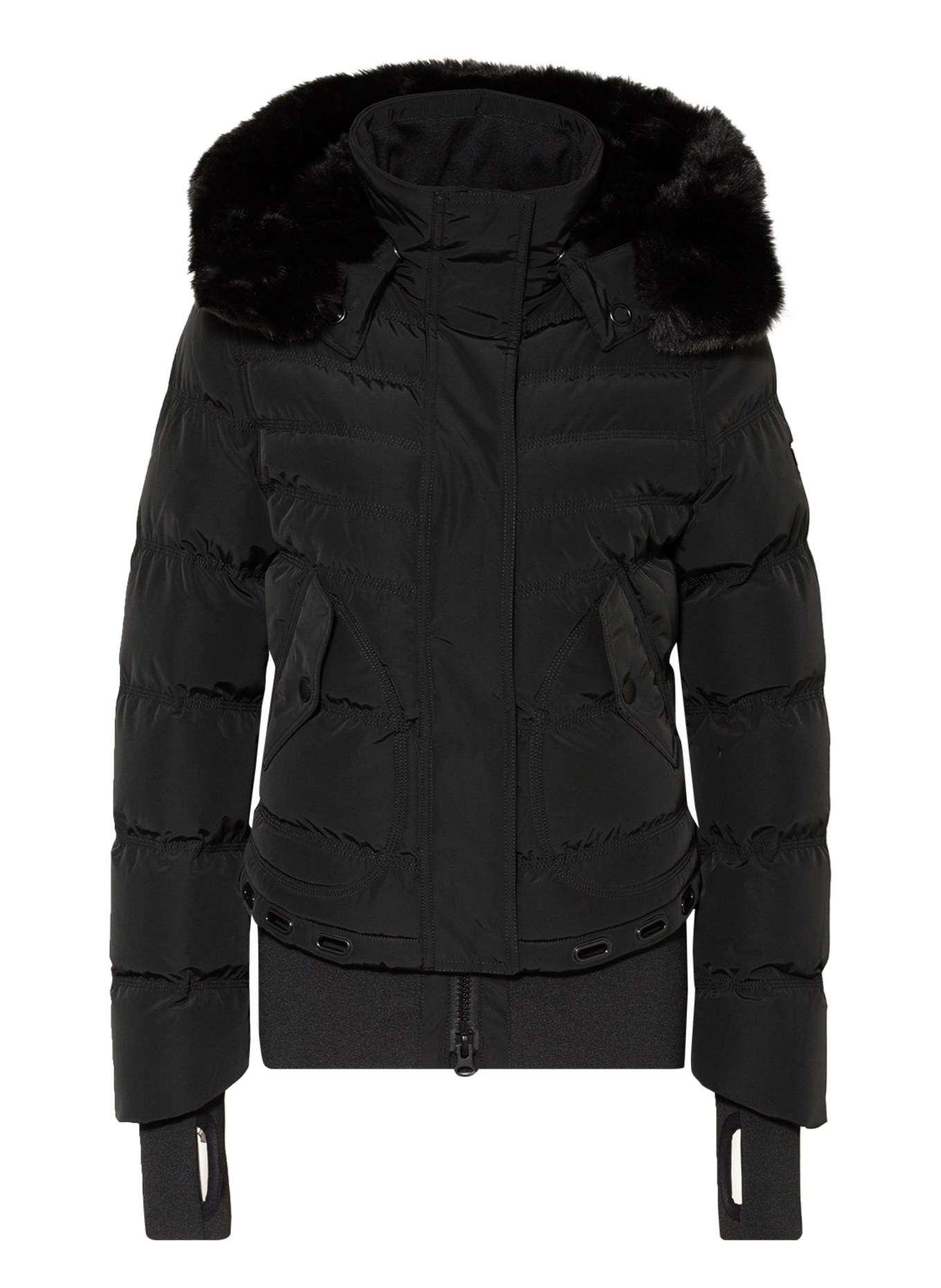 WELLENSTEYN Quilted jacket QUEENS with faux fur, Color: BLACK (Image 1)