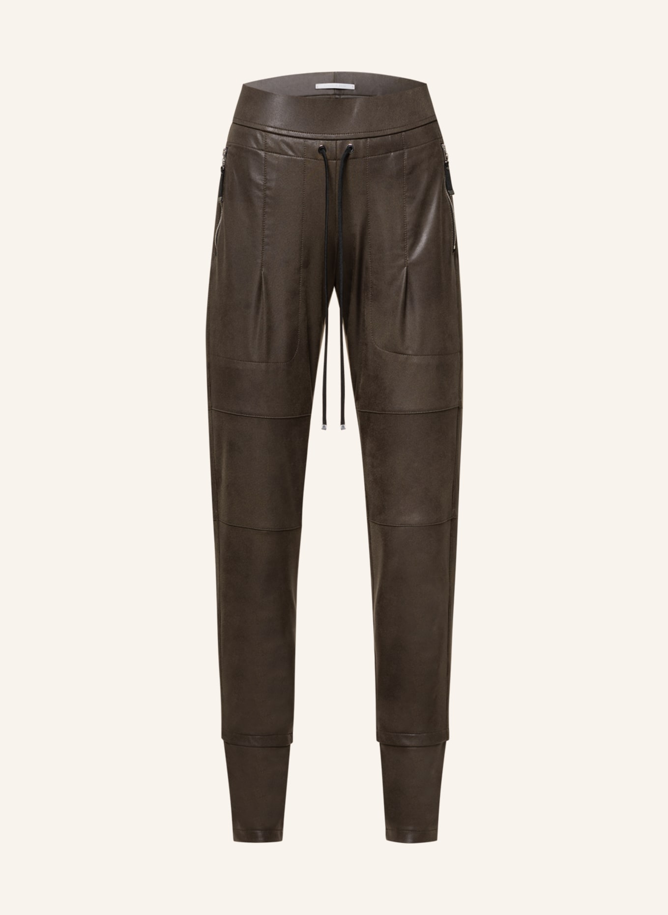 RAFFAELLO ROSSI Trousers CANDY in leather look, Color: KHAKI (Image 1)