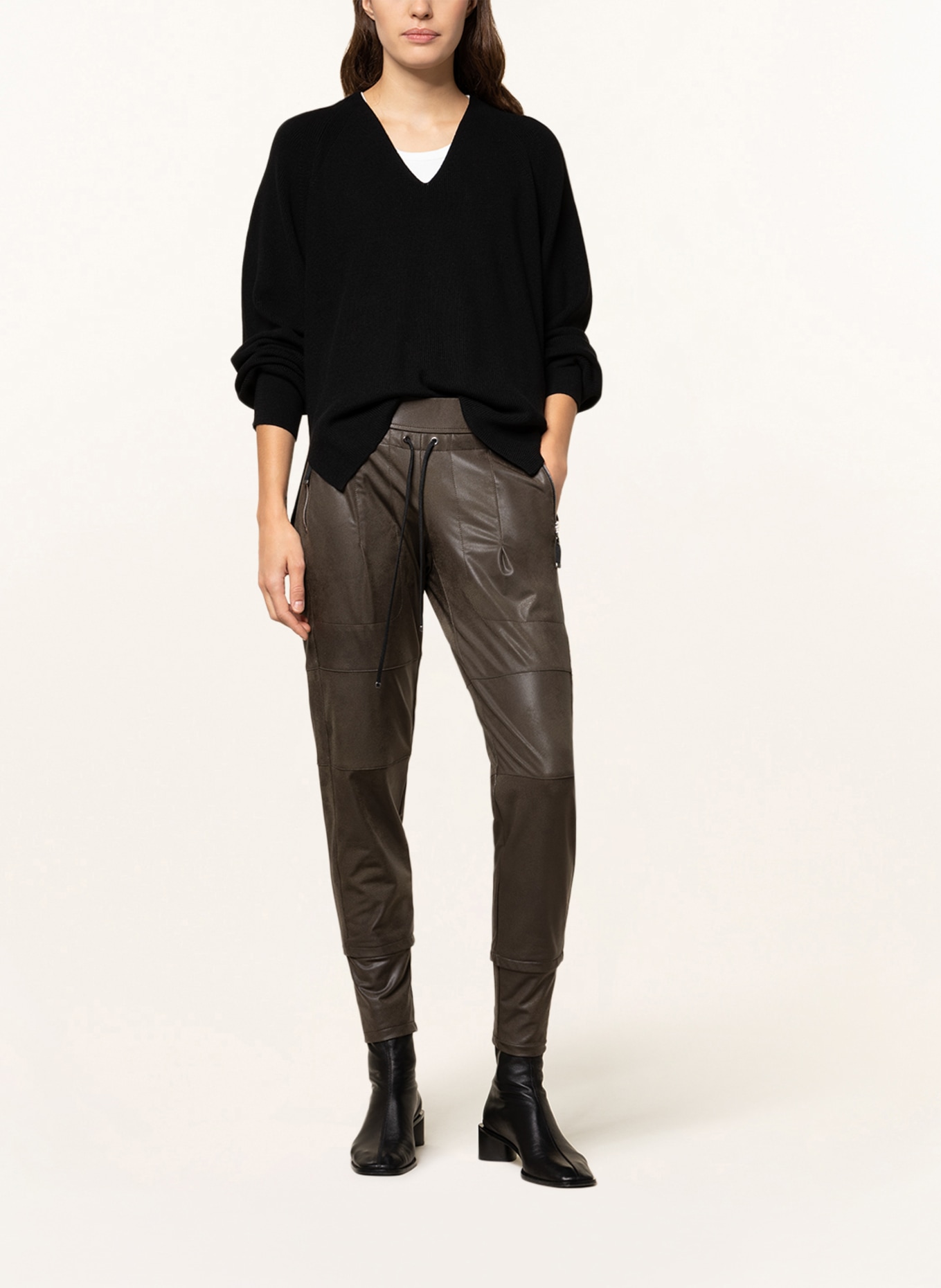 RAFFAELLO ROSSI Trousers CANDY in leather look, Color: KHAKI (Image 2)