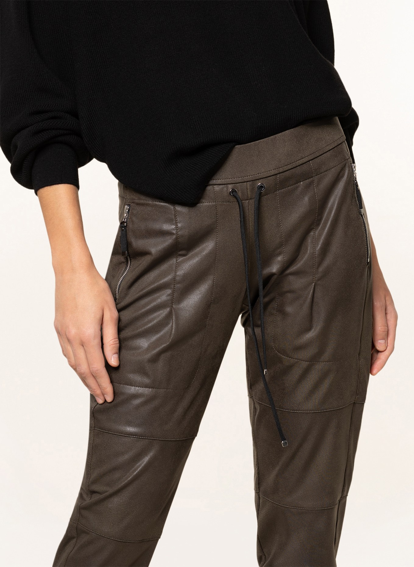 RAFFAELLO ROSSI Trousers CANDY in leather look, Color: KHAKI (Image 5)