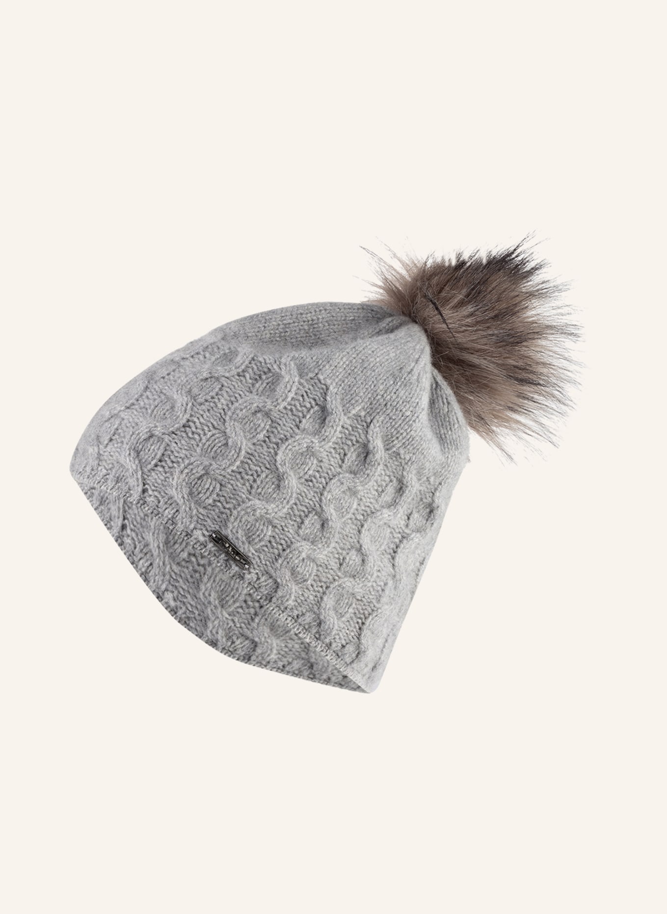 CAPO Cashmere beanie ISCHGL with faux fur bobble, Color: LIGHT GRAY (Image 2)