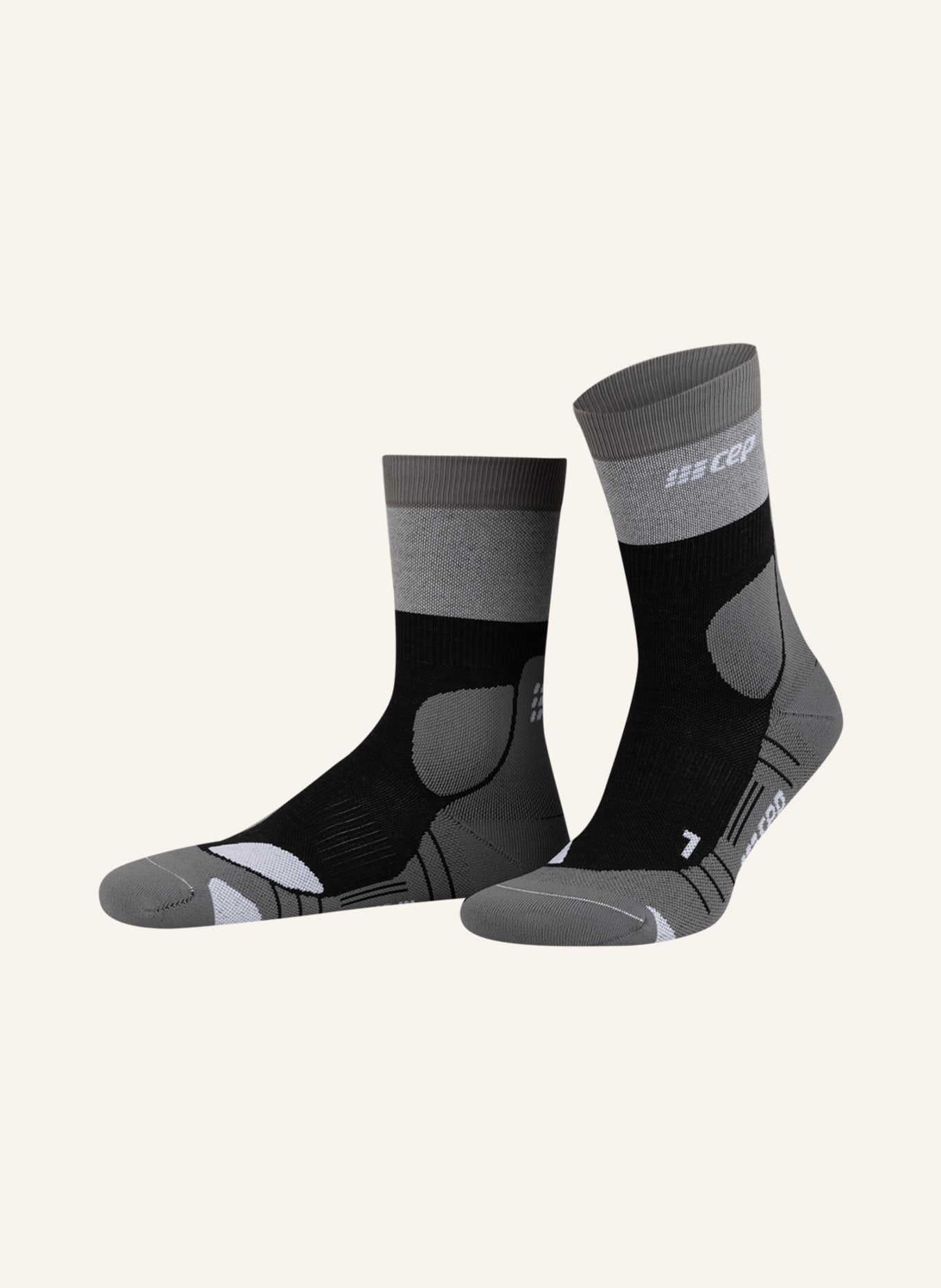 cep Trekking socks COMPRESSION LIGHT, Color: LIGHT GRAY/ GRAY/ BLACK (Image 1)