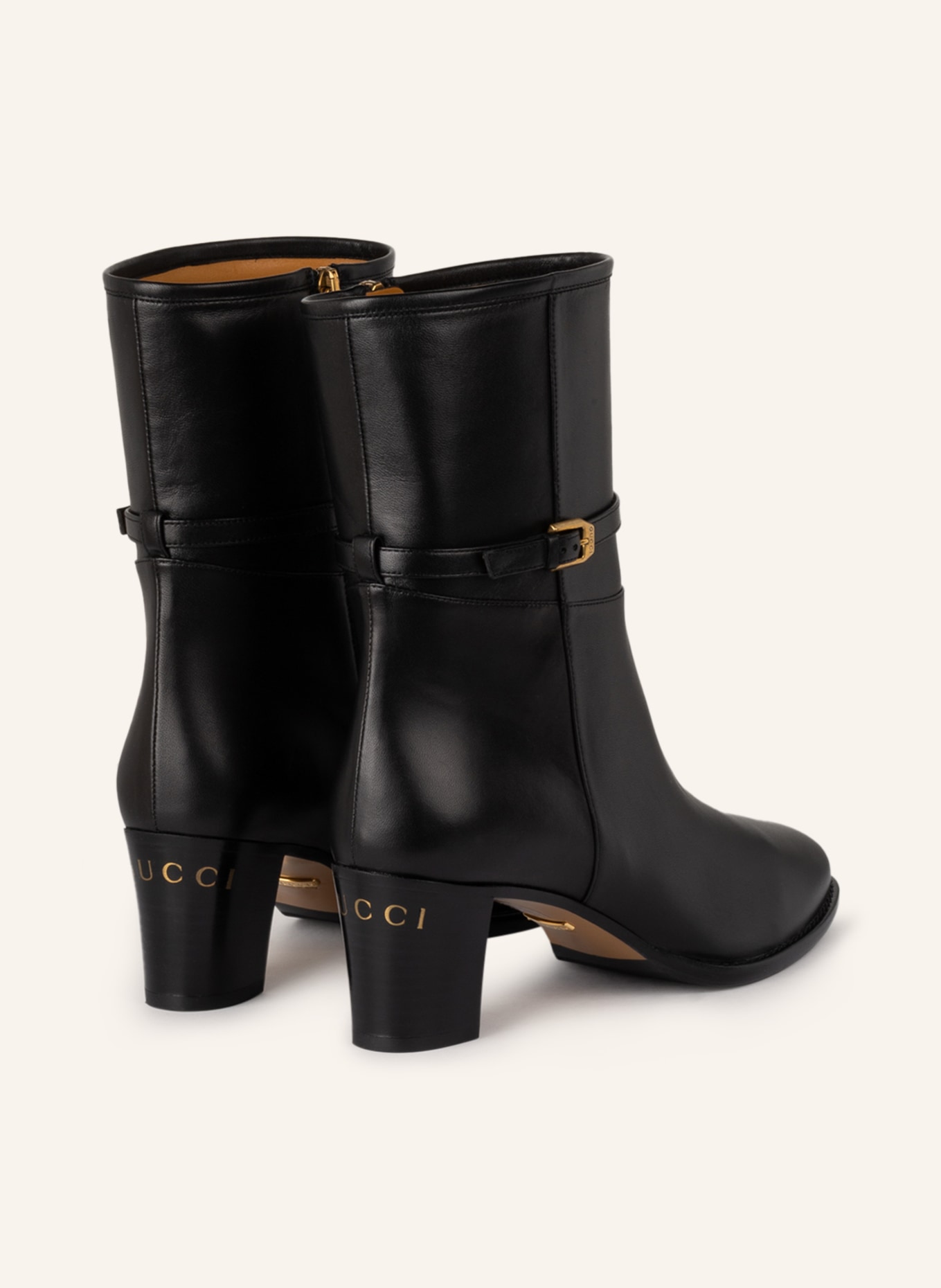 Gucci stiefelette aus leder mit gurt Clearance