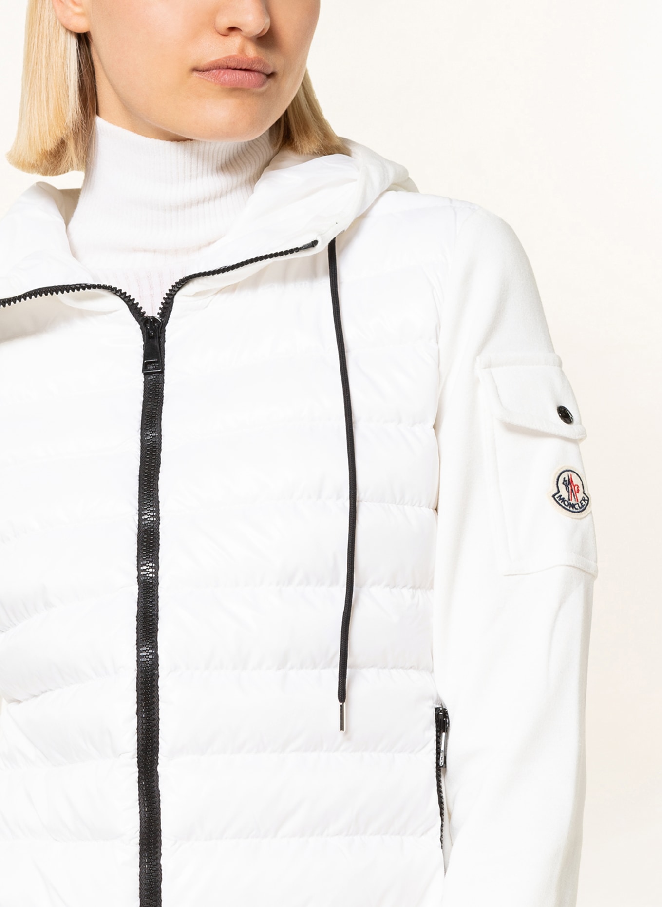 MONCLER Sweat jacket in mixed materials, Color: WHITE (Image 5)