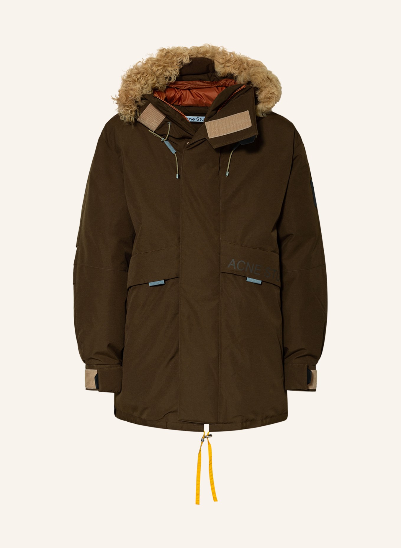 Acne Studios Down jacket with real fur trim, Color: BROWN/ CAMEL (Image 1)