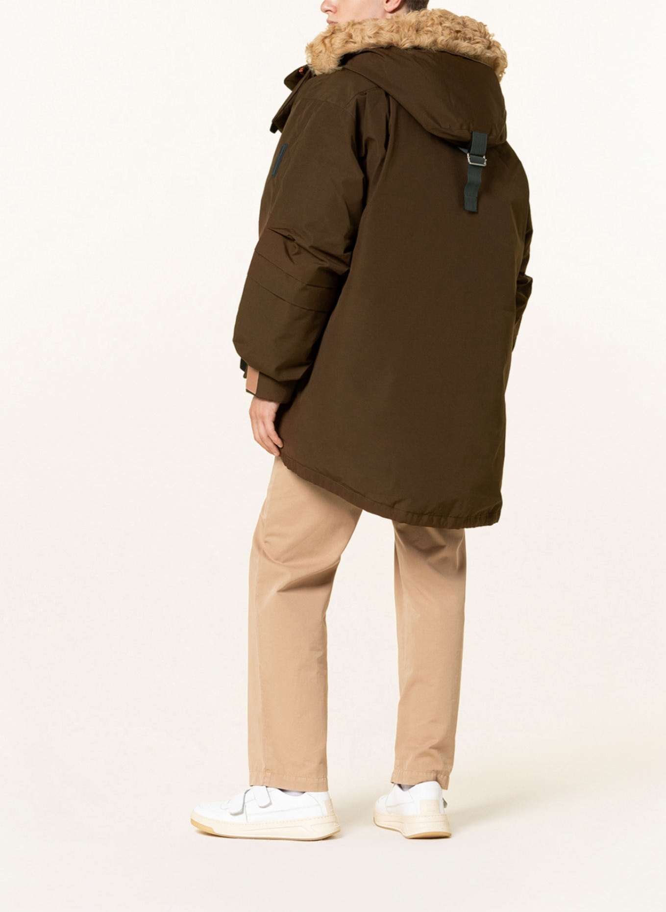 Acne Studios Péřová bunda s pravou kožešinou, Barva: HNĚDÁ/ VELBLOUDÍ (Obrázek 3)