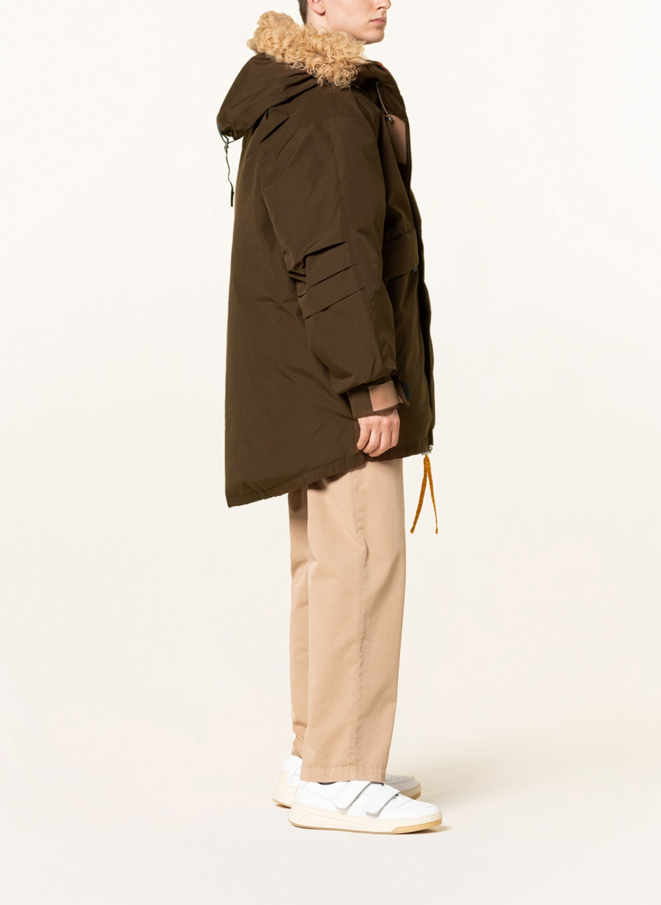 Acne Studios Péřová bunda s pravou kožešinou, Barva: HNĚDÁ/ VELBLOUDÍ (Obrázek 4)