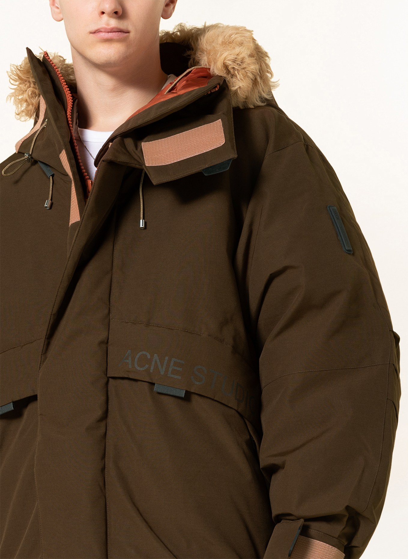 Acne Studios Down jacket with real fur trim, Color: BROWN/ CAMEL (Image 5)