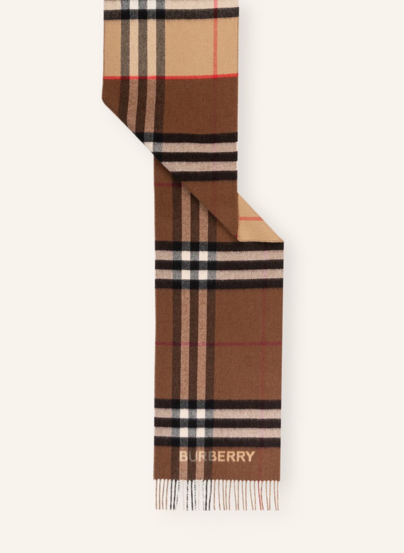 BURBERRY Cashmere scarf, Color: BROWN/ BEIGE/ RED (Image 2)