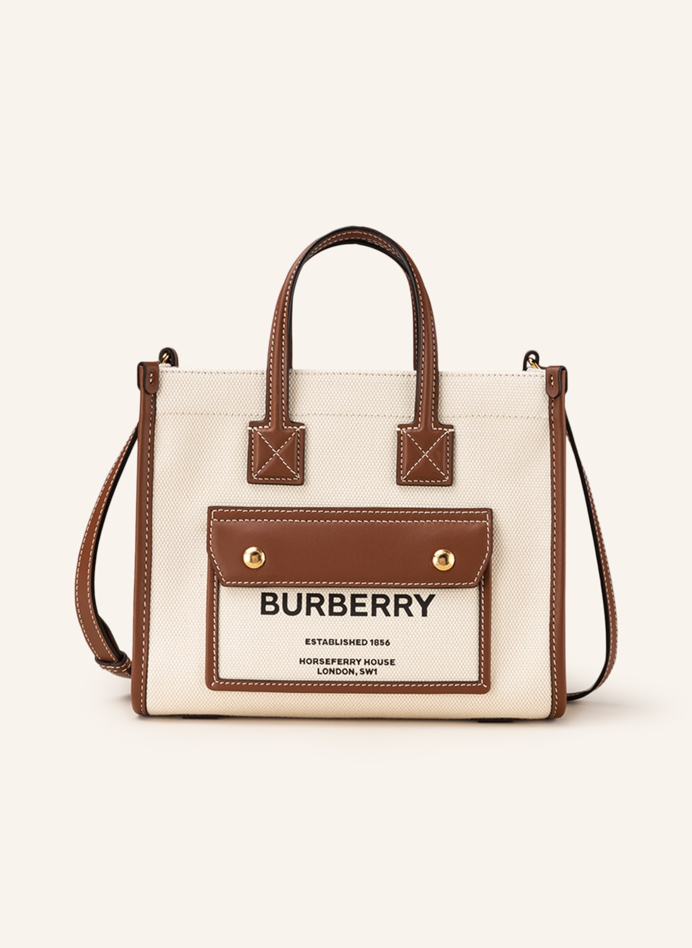 BURBERRY Handbag FREYA MINI, Color: CREAM/ BROWN (Image 1)