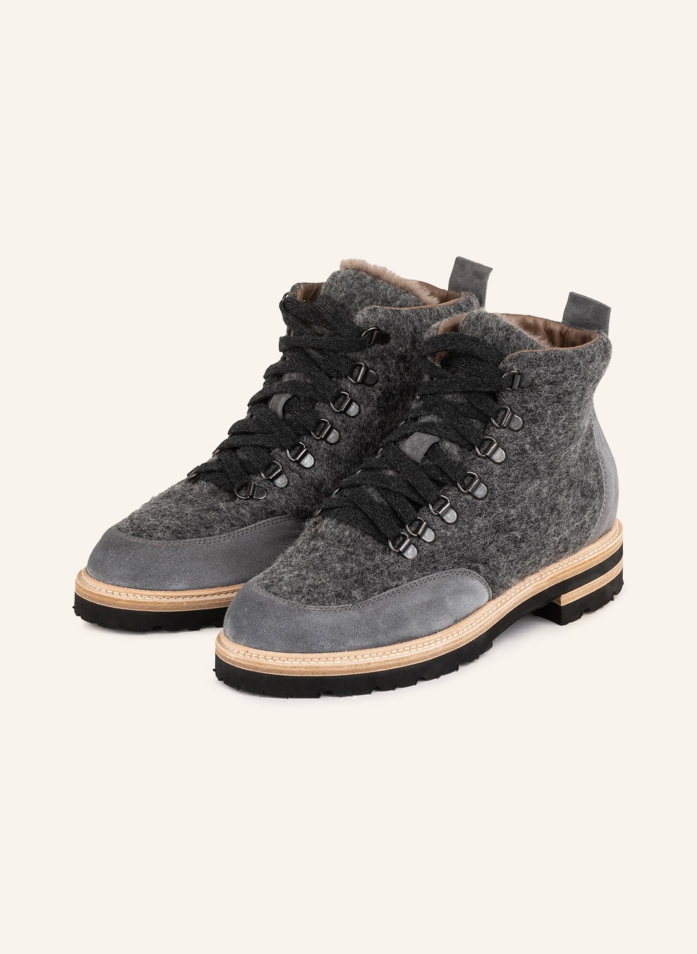 VIAMERCANTI Lace-up boots, Color: GRAY/ TAUPE (Image 1)
