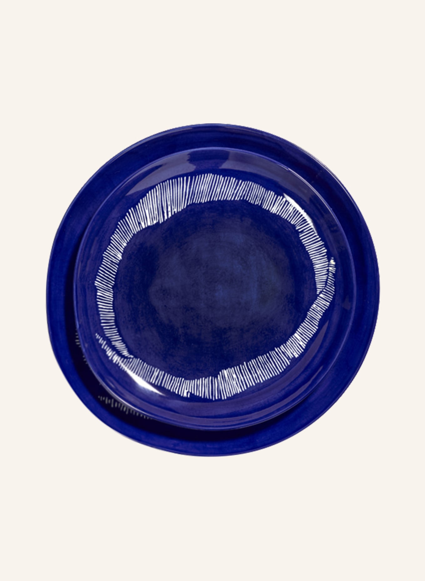 SERAX Set of 2 dessert plates FEAST, Color: BLUE/ WHITE (Image 1)