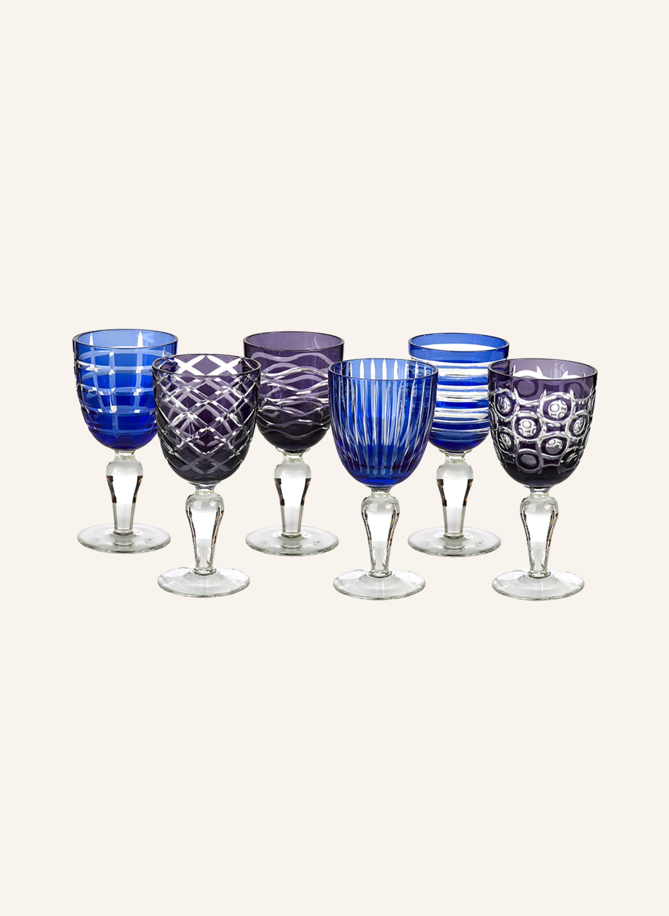 POLSPOTTEN Set of 6 wine glasses, Color: PURPLE/ BLUE (Image 1)
