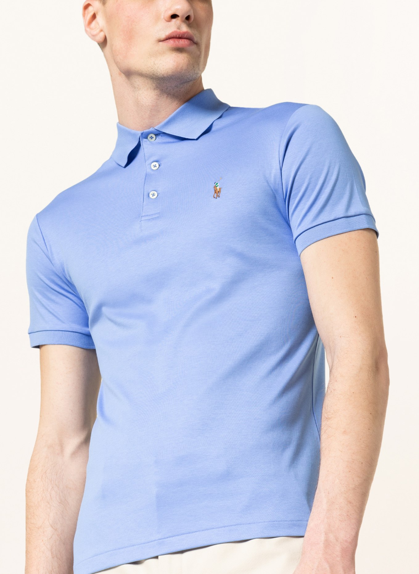 POLO RALPH LAUREN Jersey polo shirt slim fit, Color: LIGHT BLUE (Image 4)