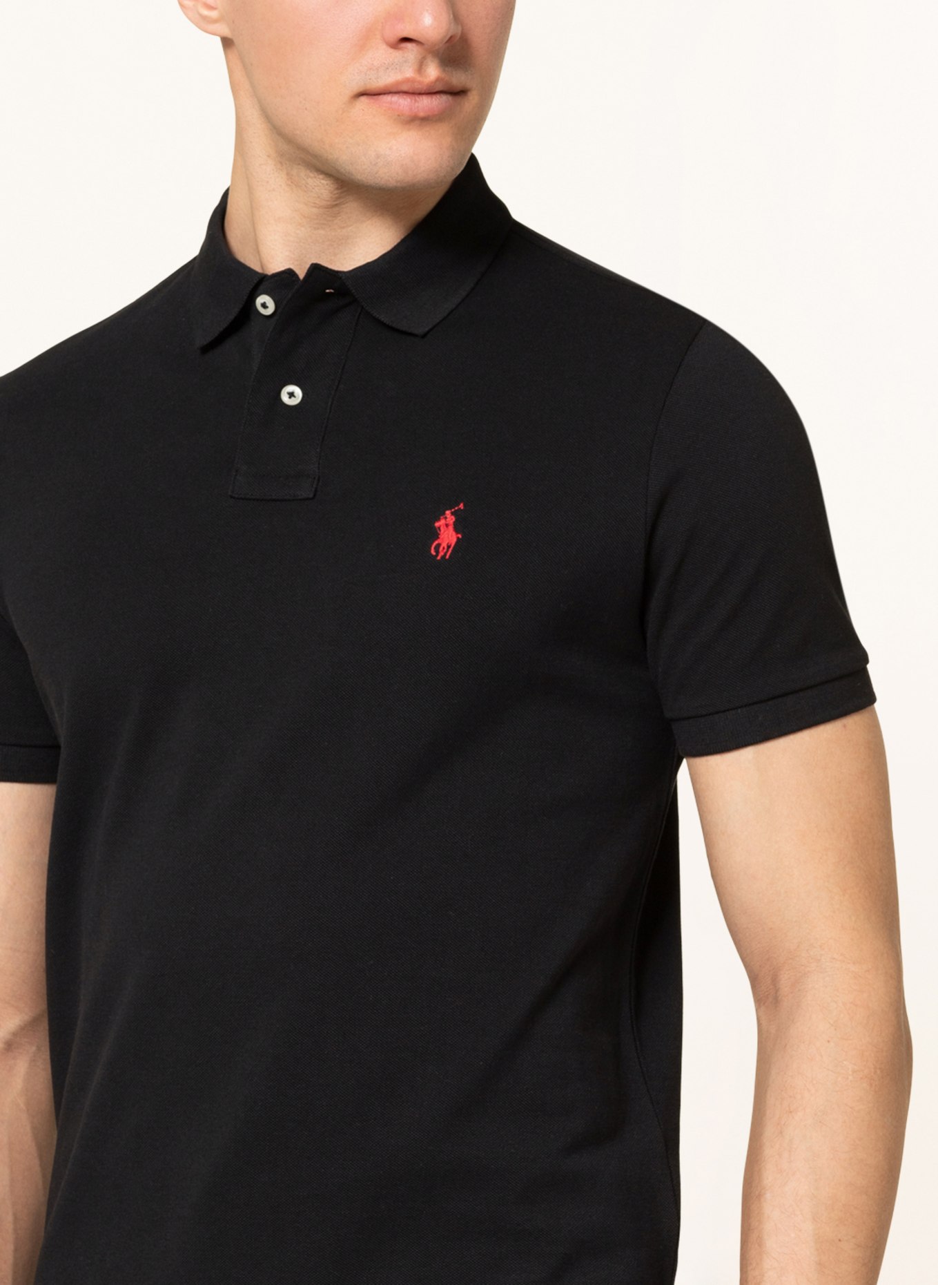 POLO RALPH LAUREN Piqué polo shirt custom slim fit , Color: BLACK (Image 4)