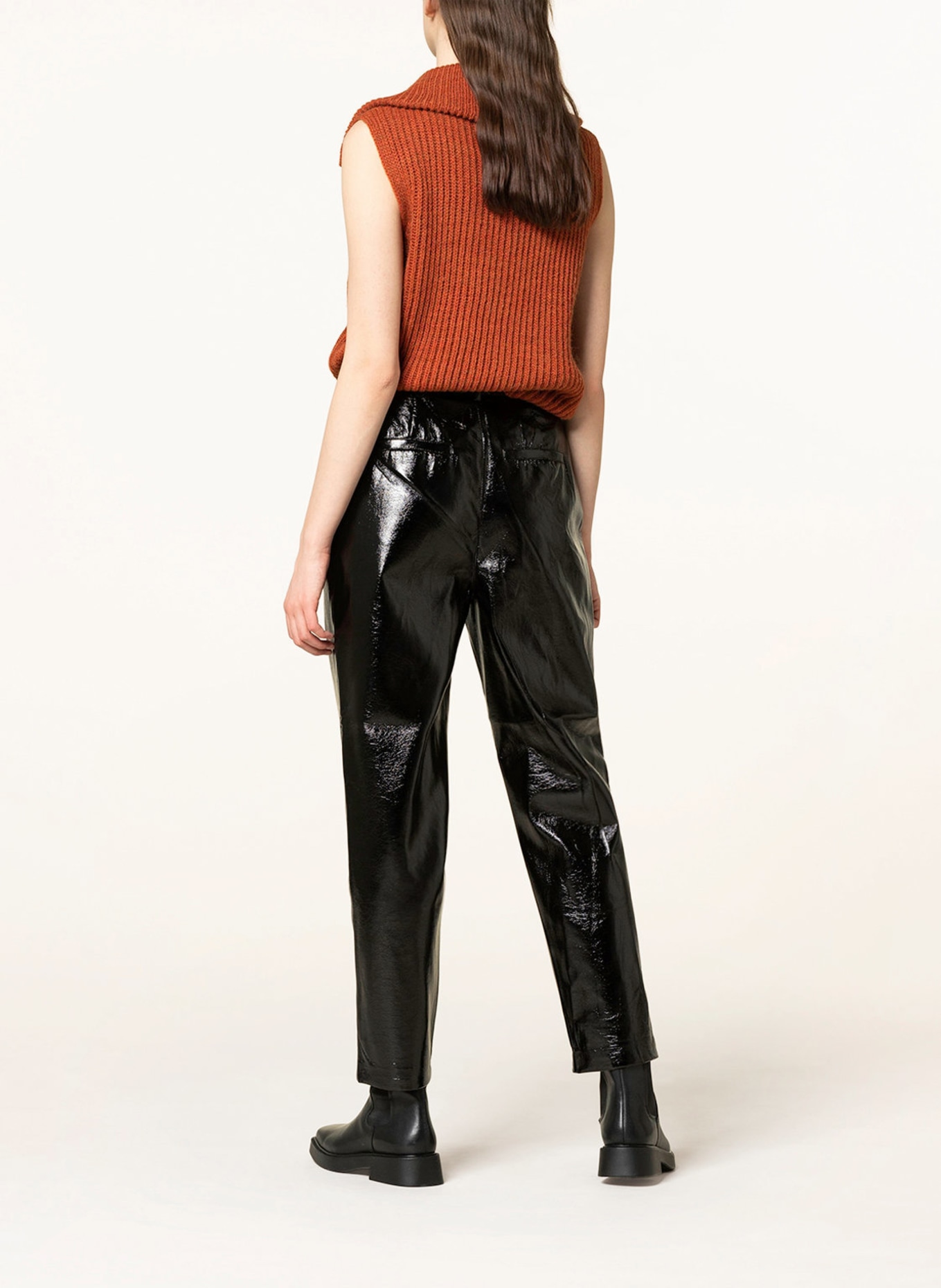 ONLY 7/8 trousers in leather look, Color: BLACK (Image 3)
