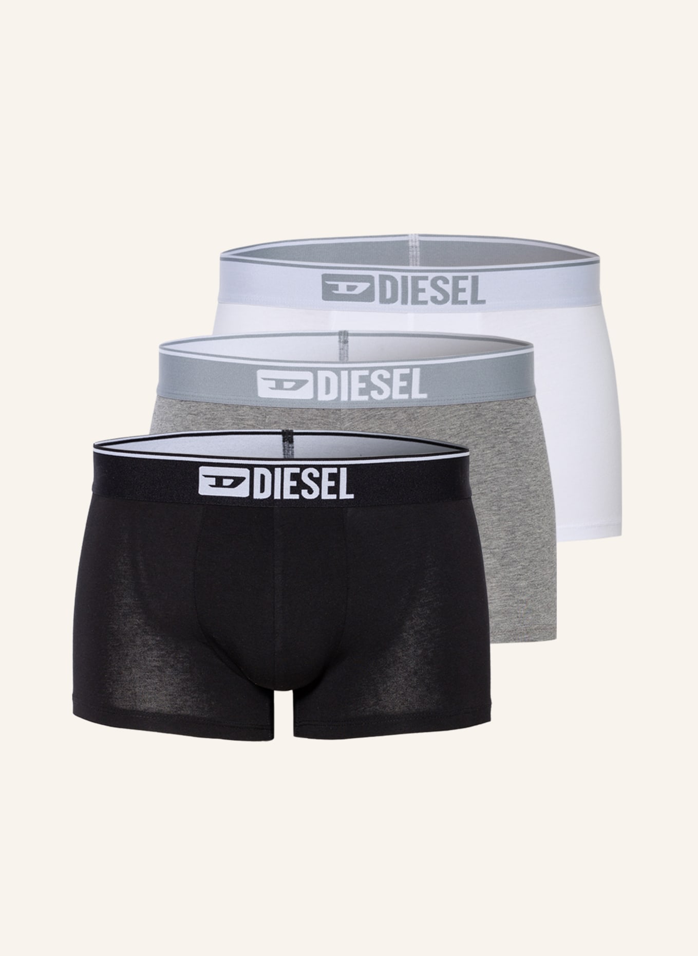 DIESEL 3er-Pack Boxershorts DAMIEN, Farbe: WEISS/ SCHWARZ/ GRAU (Bild 1)