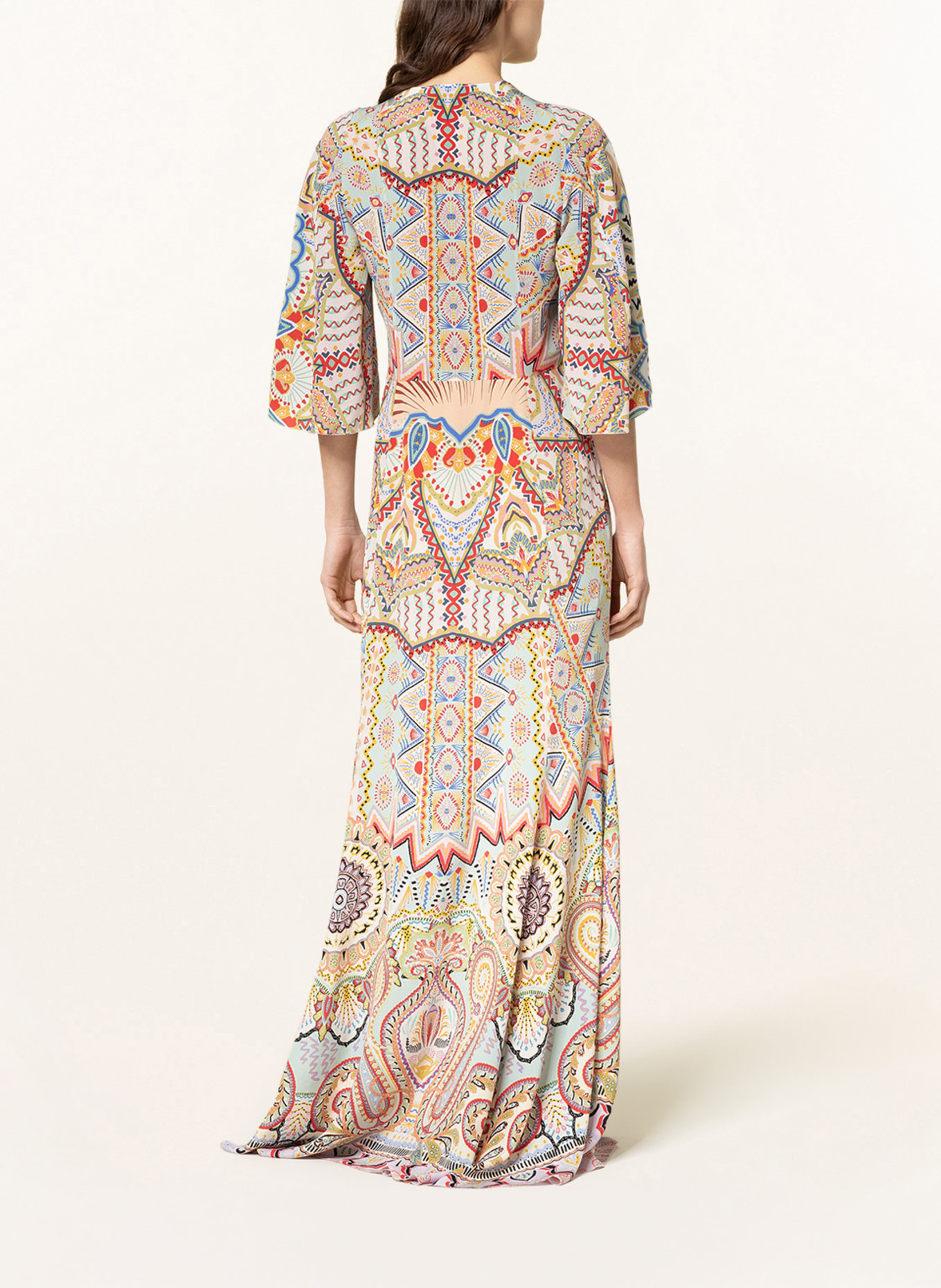 ETRO Silk dress with 3/4 sleeves, Color: CREAM/ LIGHT BLUE/ LIGHT RED (Image 3)