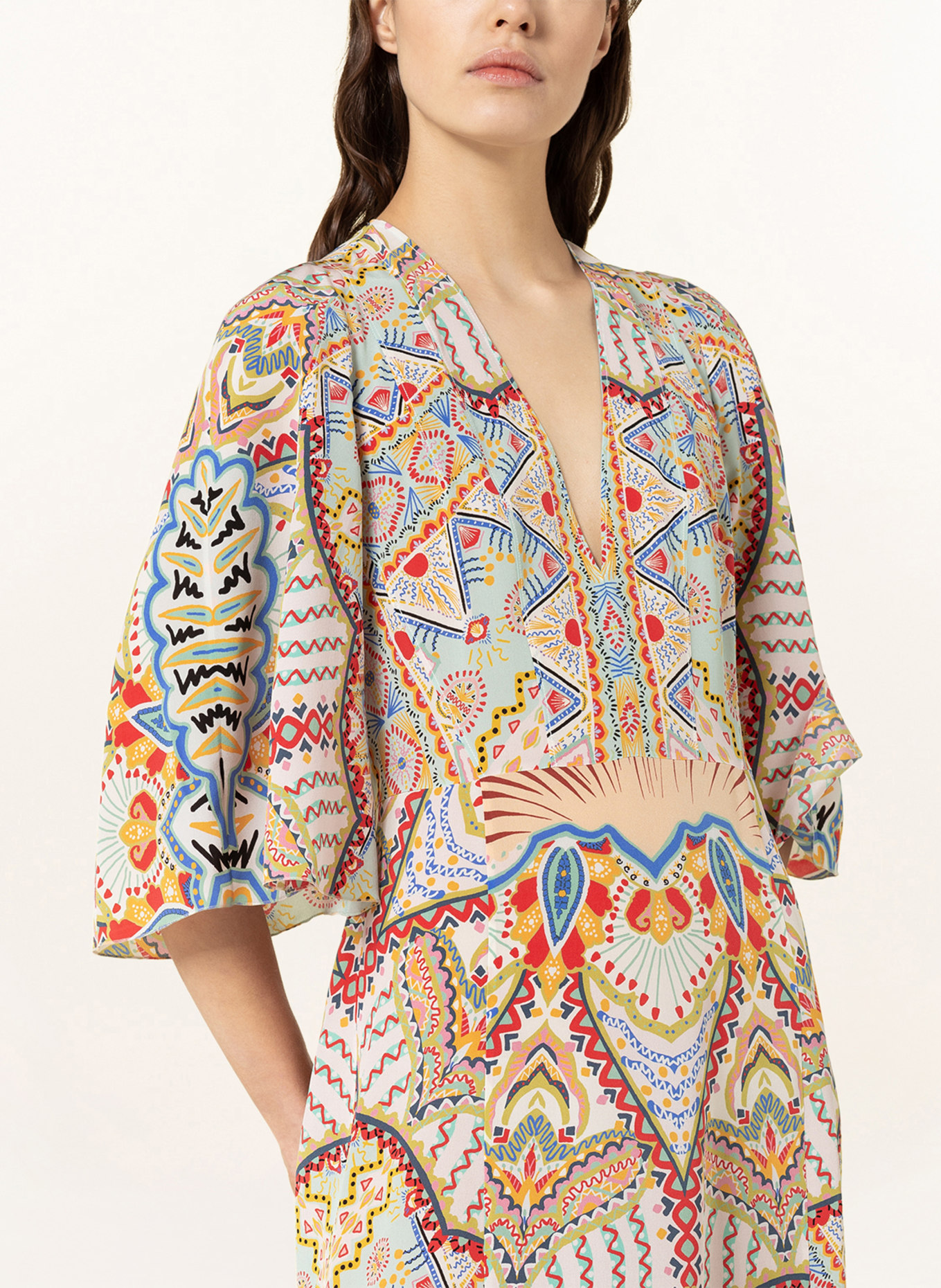 ETRO Silk dress with 3/4 sleeves, Color: CREAM/ LIGHT BLUE/ LIGHT RED (Image 4)