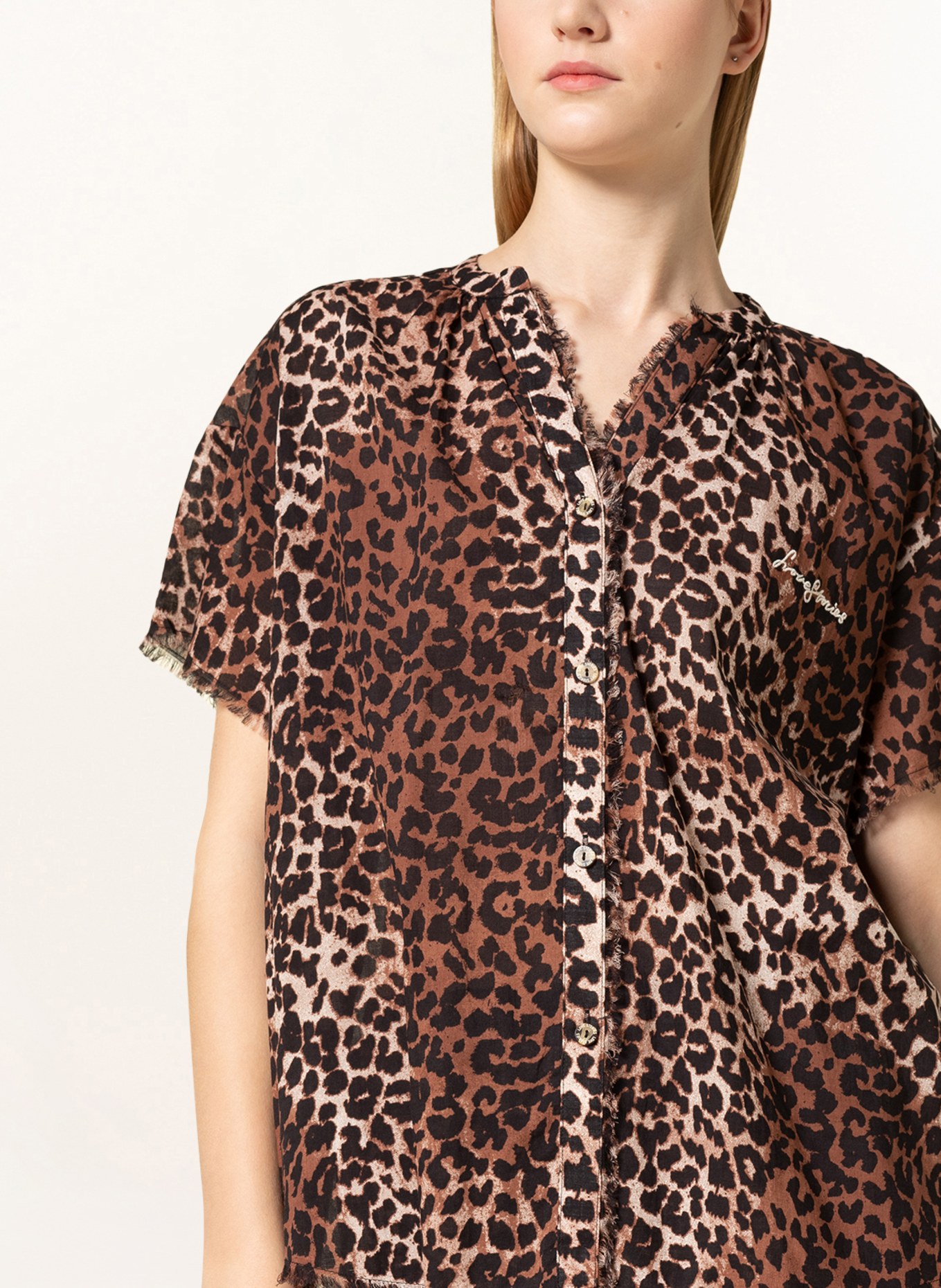 LOVE Stories Pajama shirt MILA, Color: BROWN/ BLACK (Image 4)