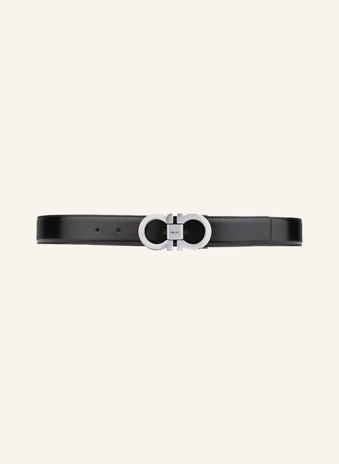 FERRAGAMO Reversible leather belt, Color: BLACK/ DARK RED (Image 2)