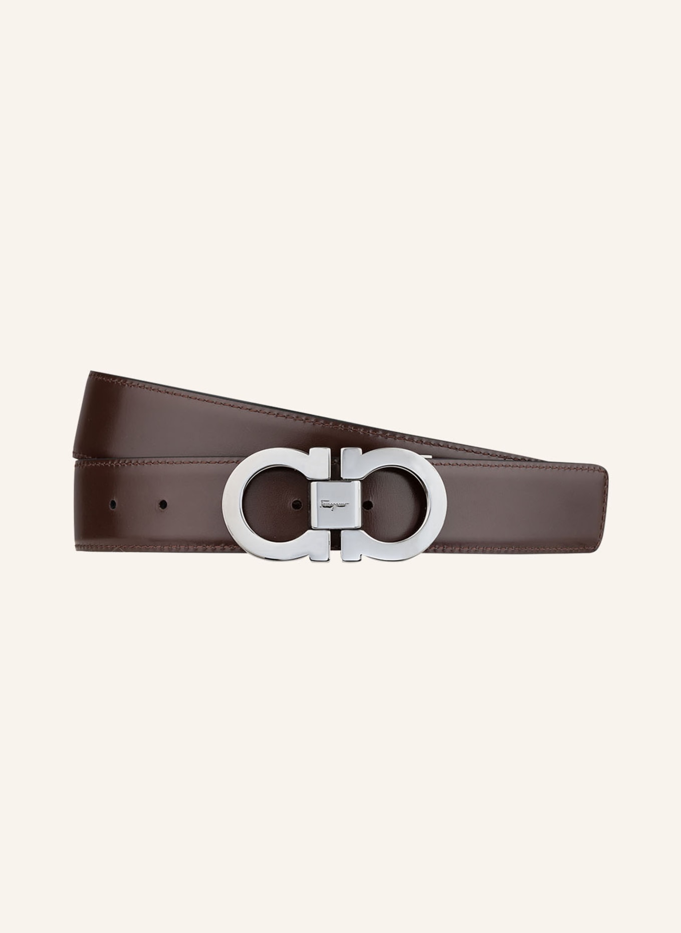 FERRAGAMO Reversible leather belt, Color: BLACK/ DARK RED (Image 3)